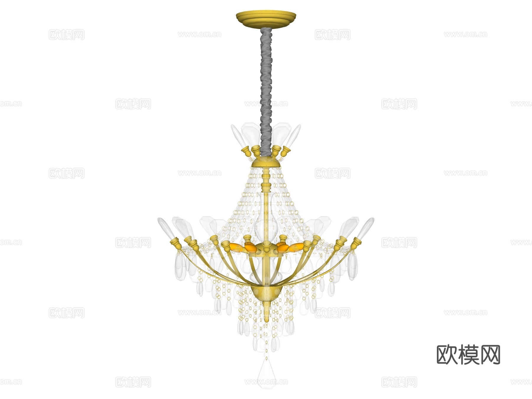 吊灯 水晶吊灯 金属吊灯 装饰灯具su模型下载（渲染图2）