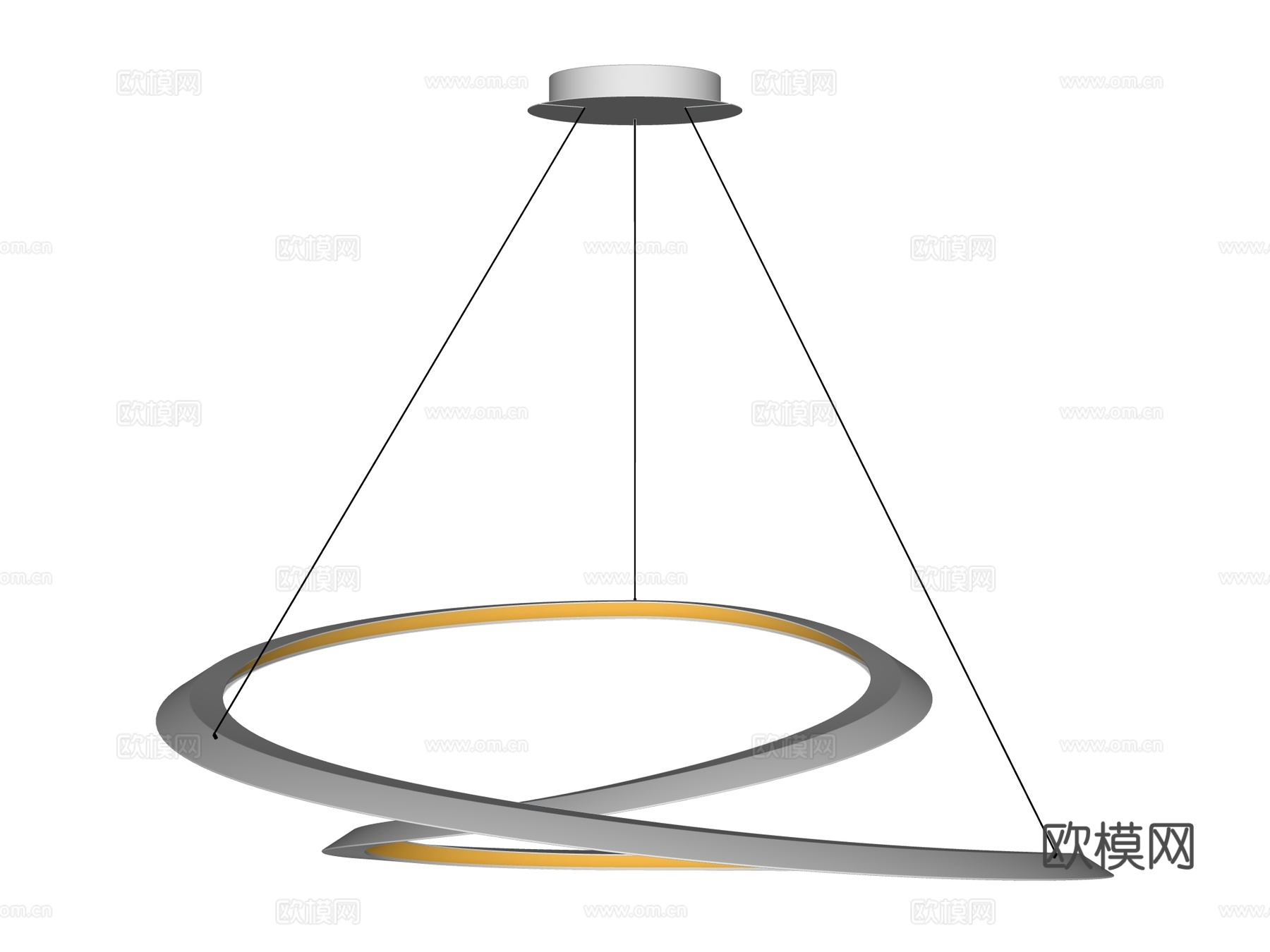 吊灯 金属吊灯 装饰灯具su模型下载（渲染图2）