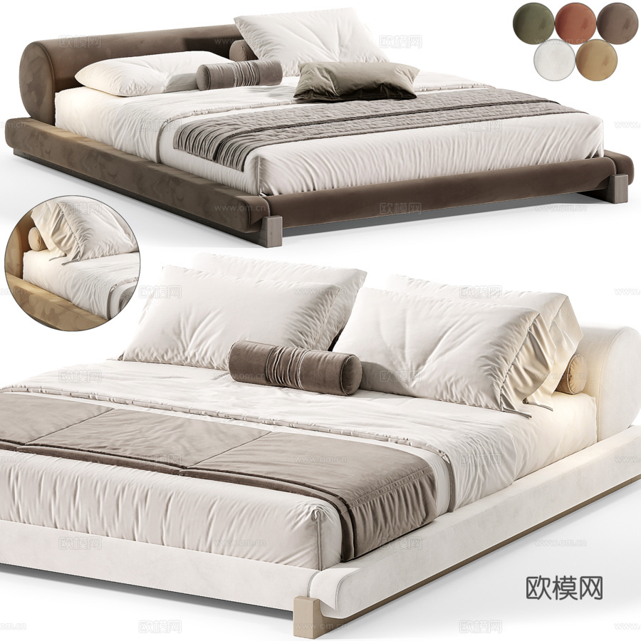 双人床203d模型下载