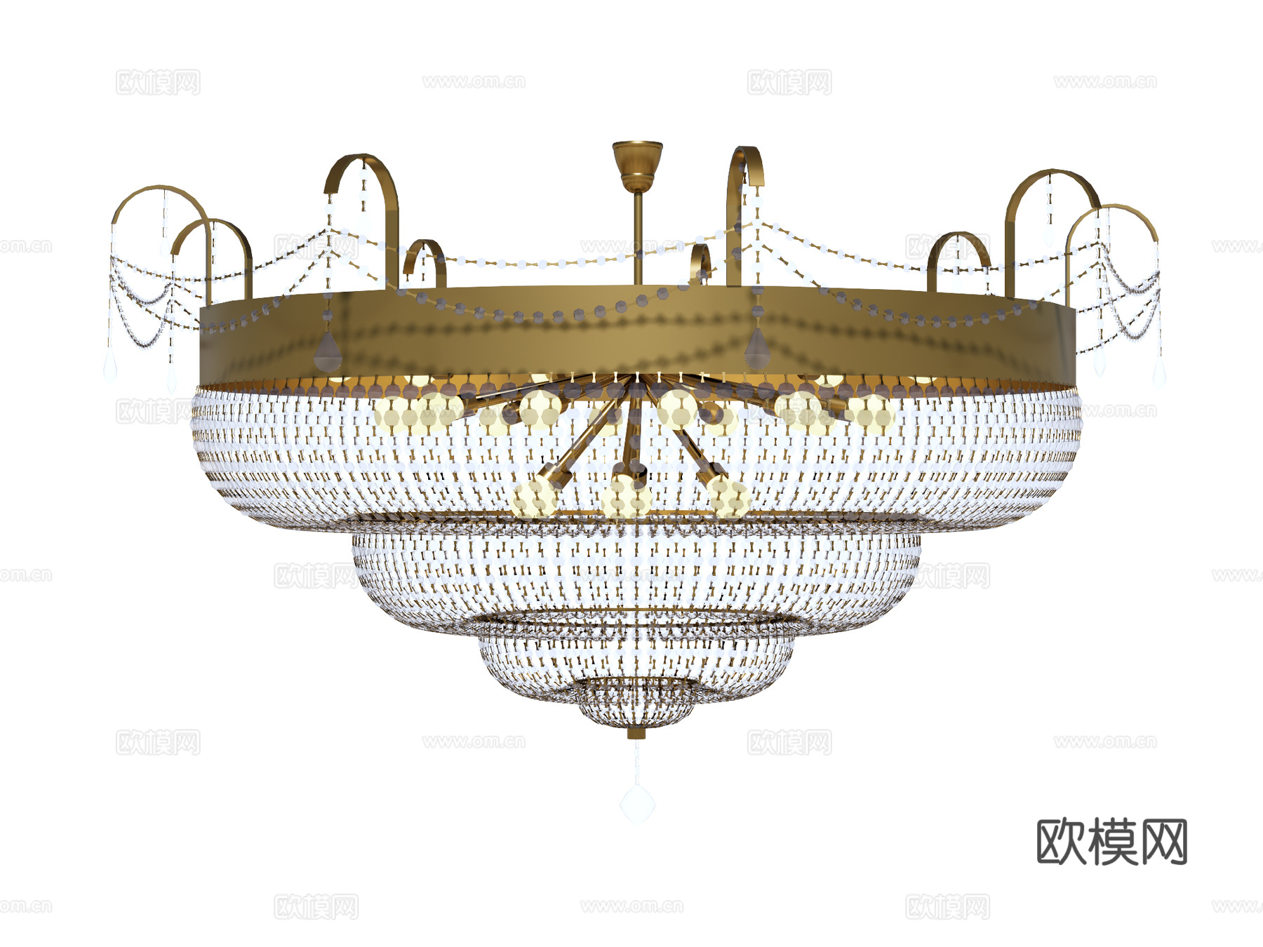 吊灯 水晶吊灯 金属吊灯 装饰灯具su模型下载（渲染图1）