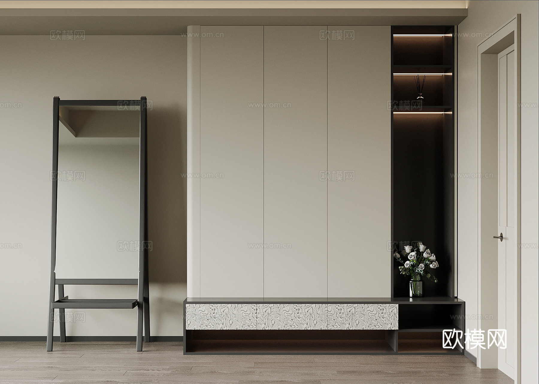 现代鞋柜 入户玄关柜su模型