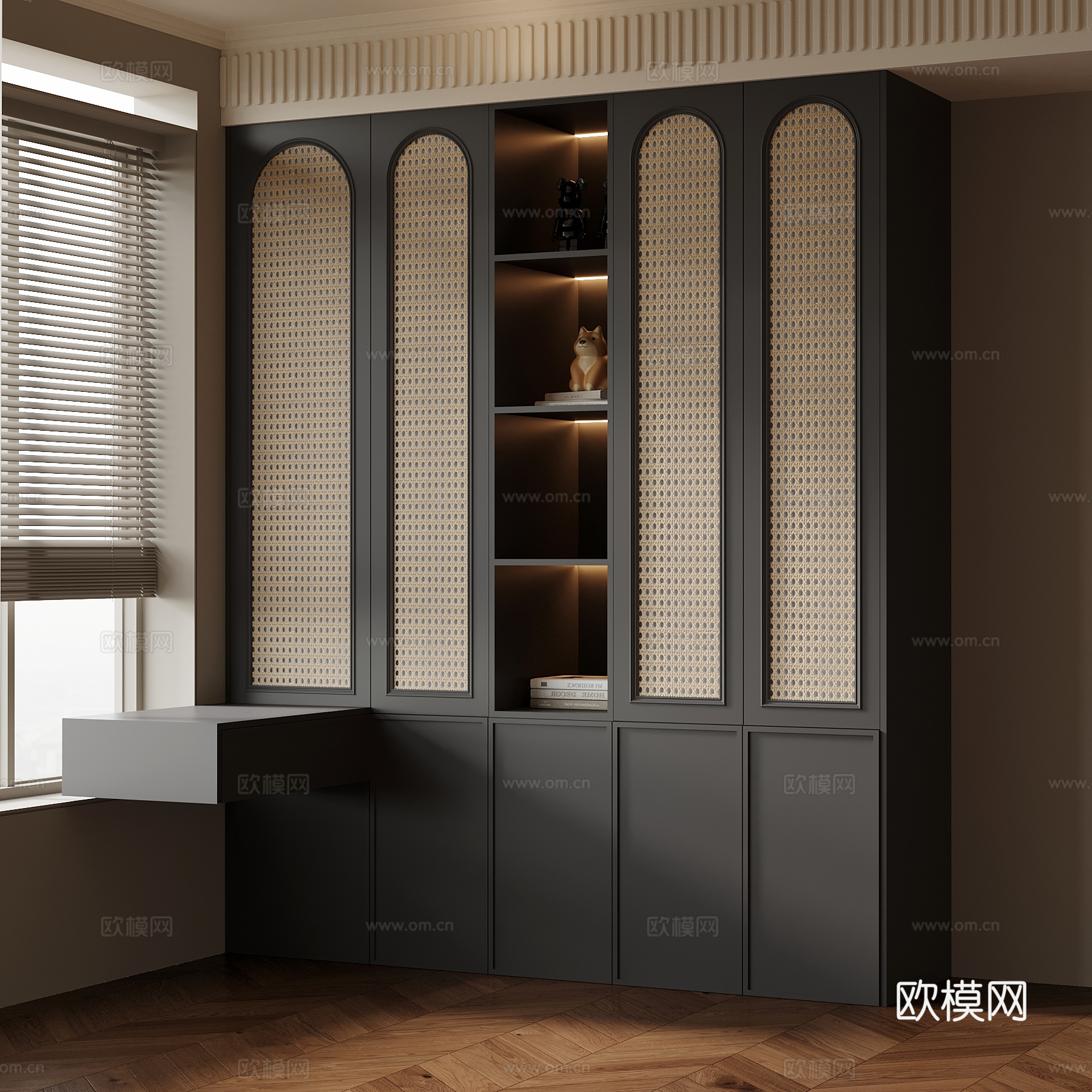法式书柜su模型