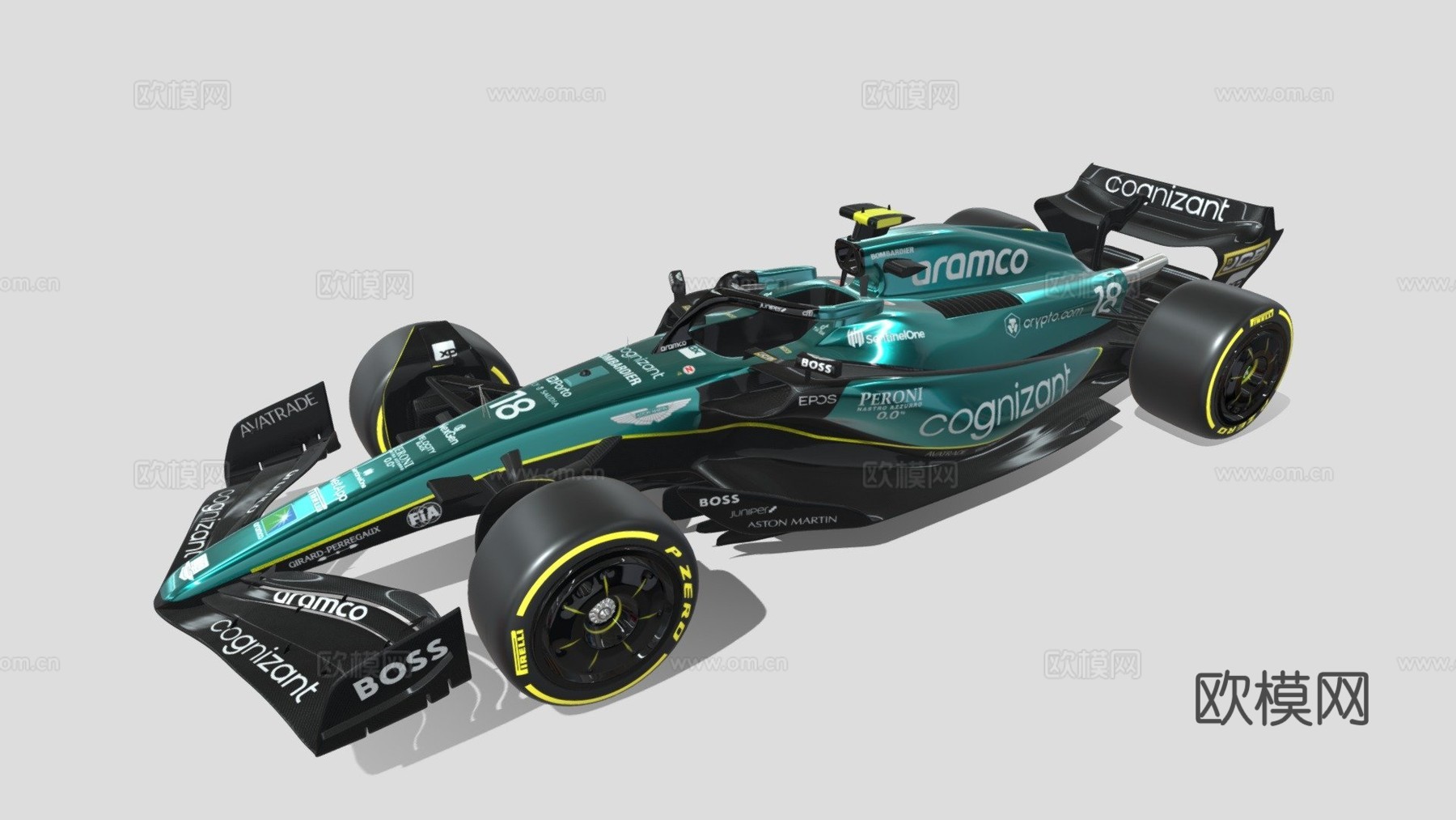 阿斯顿马丁F1 AMR23 20233d模型下载（渲染图1）