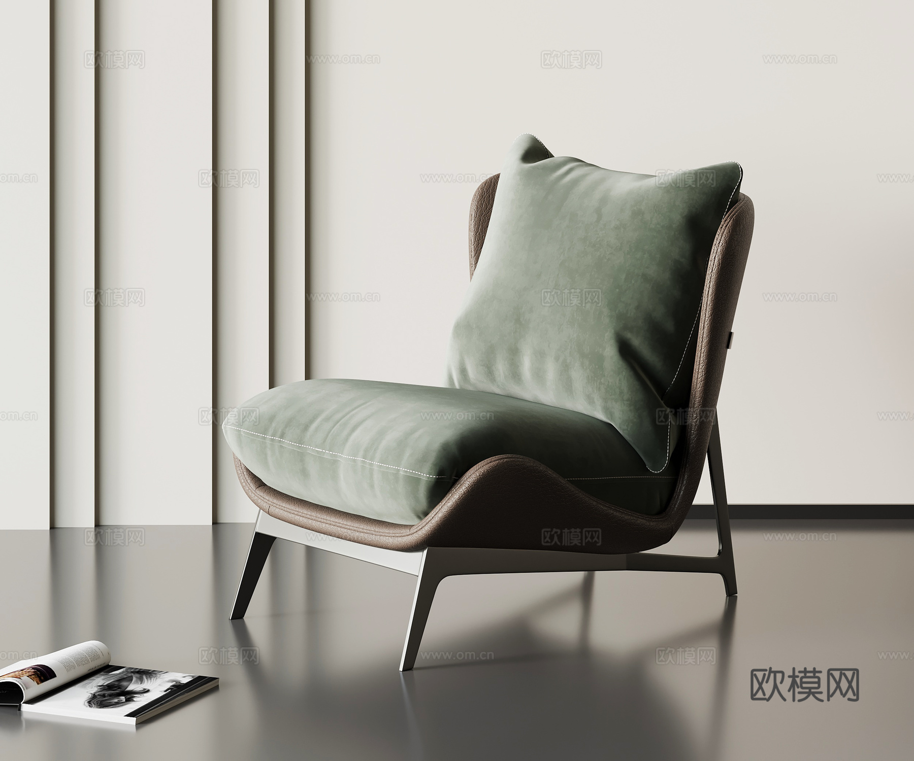 现代意式单人沙发 休闲沙发su模型