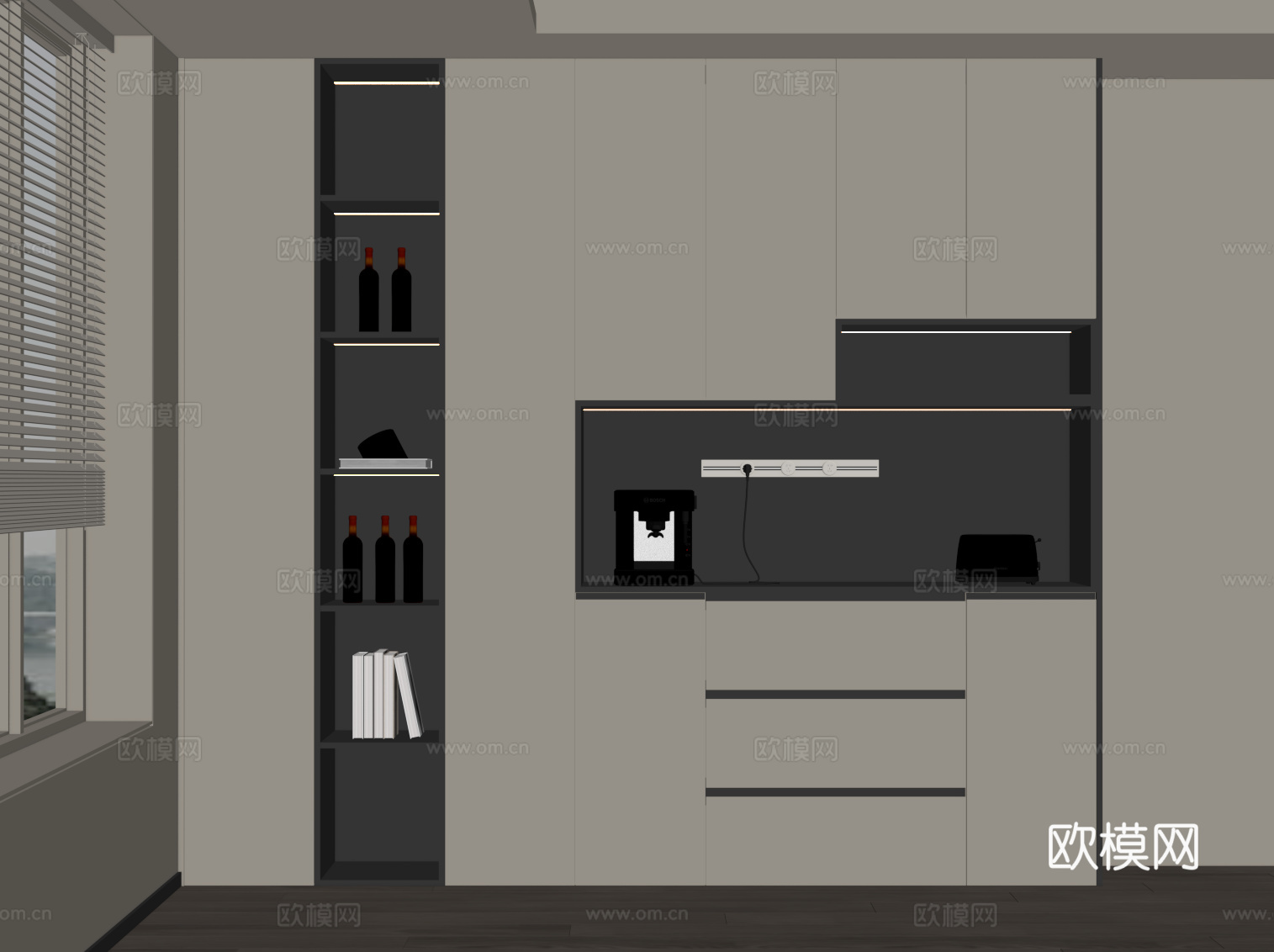 现代备餐柜su模型