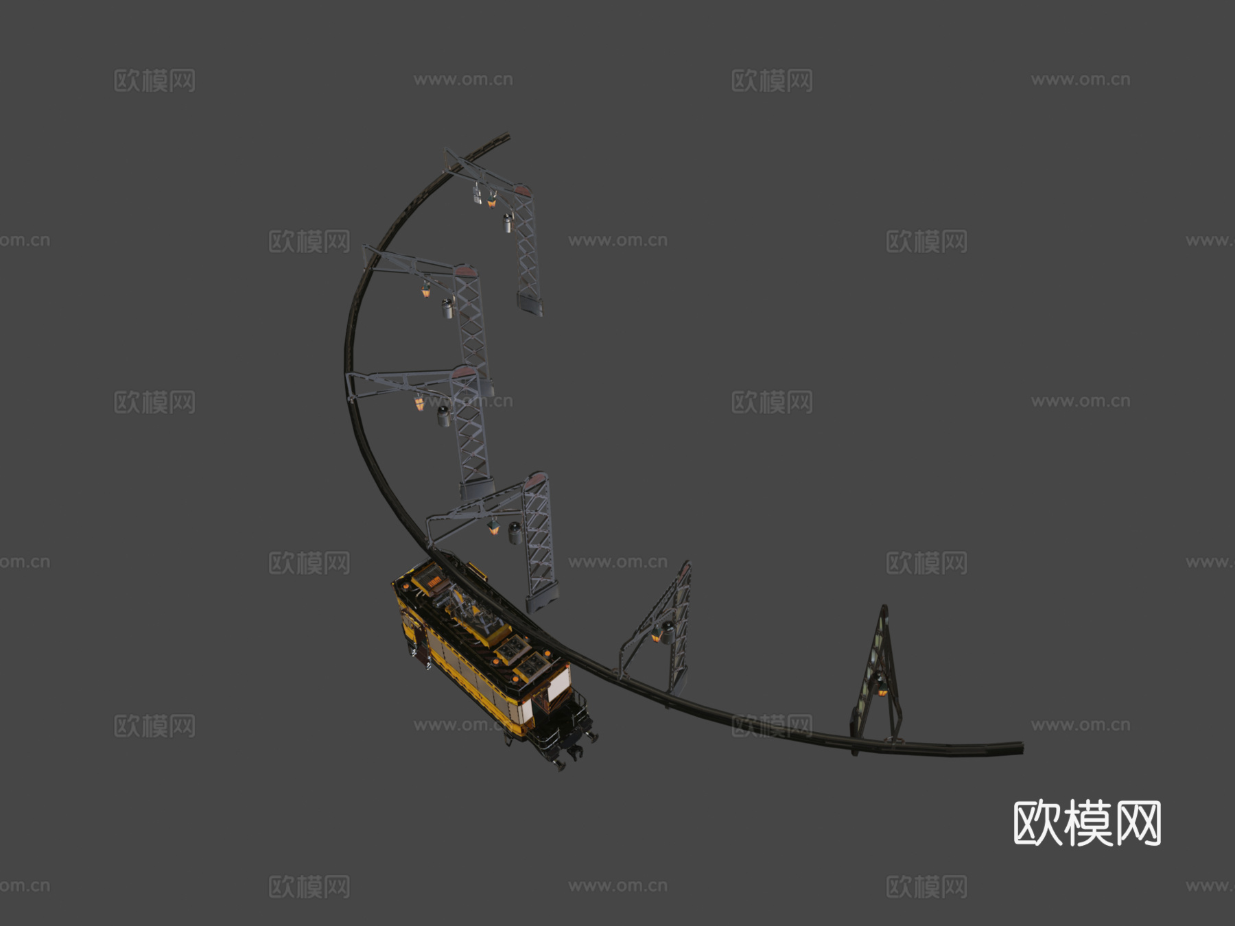 蒸汽朋克火车3d模型下载（渲染图8）