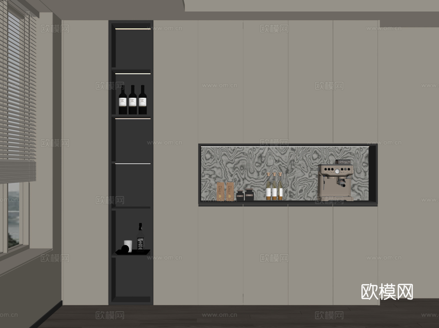 现代备餐柜su模型