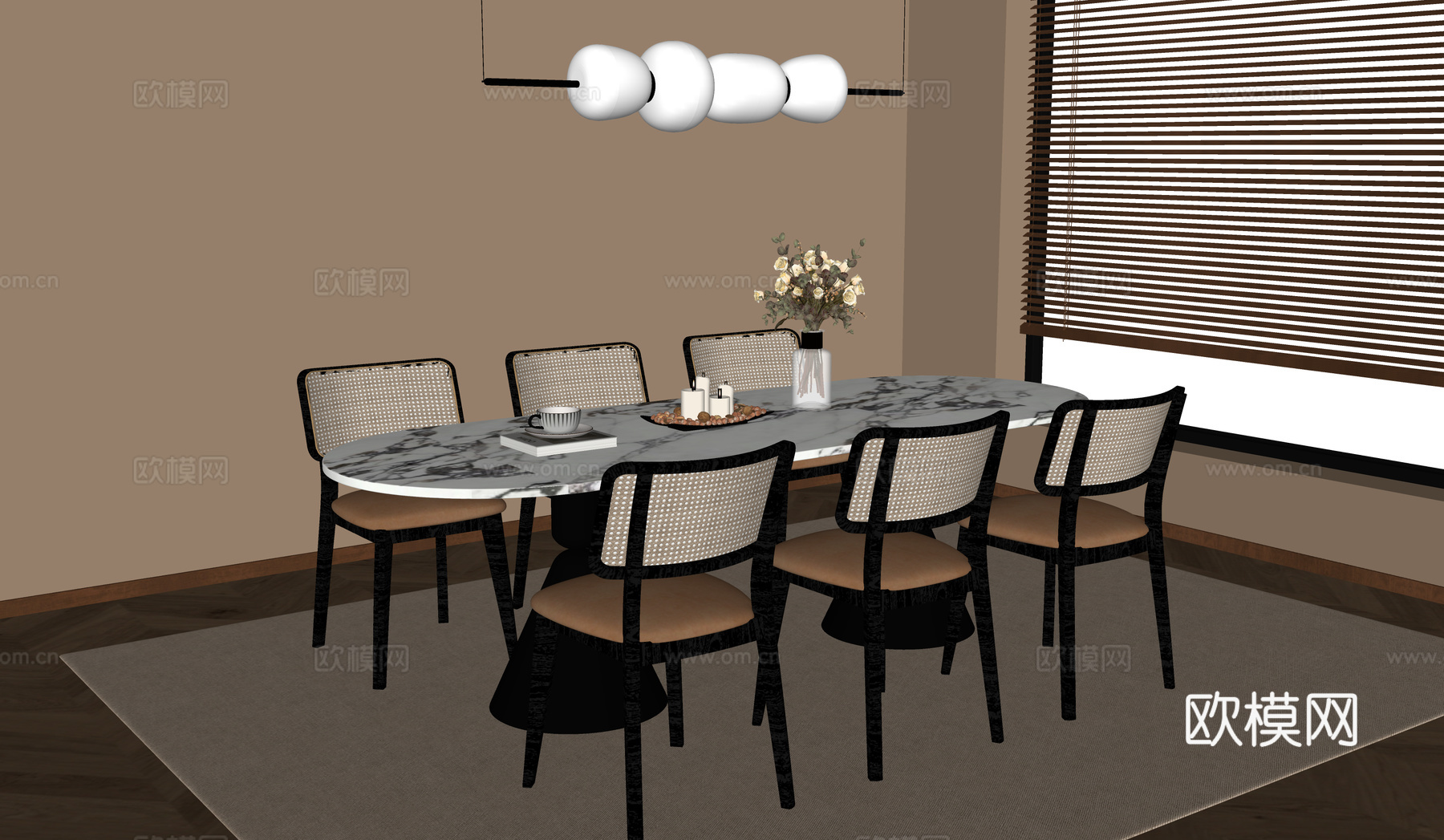 法式复古风餐桌椅su模型
