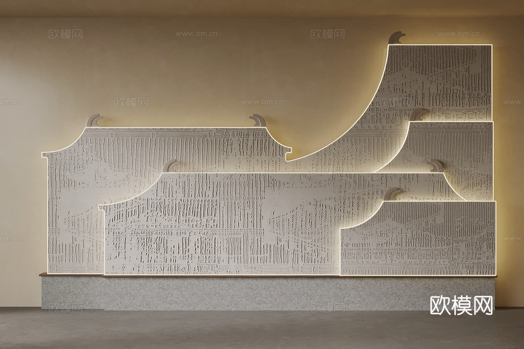 新中式墙饰su模型