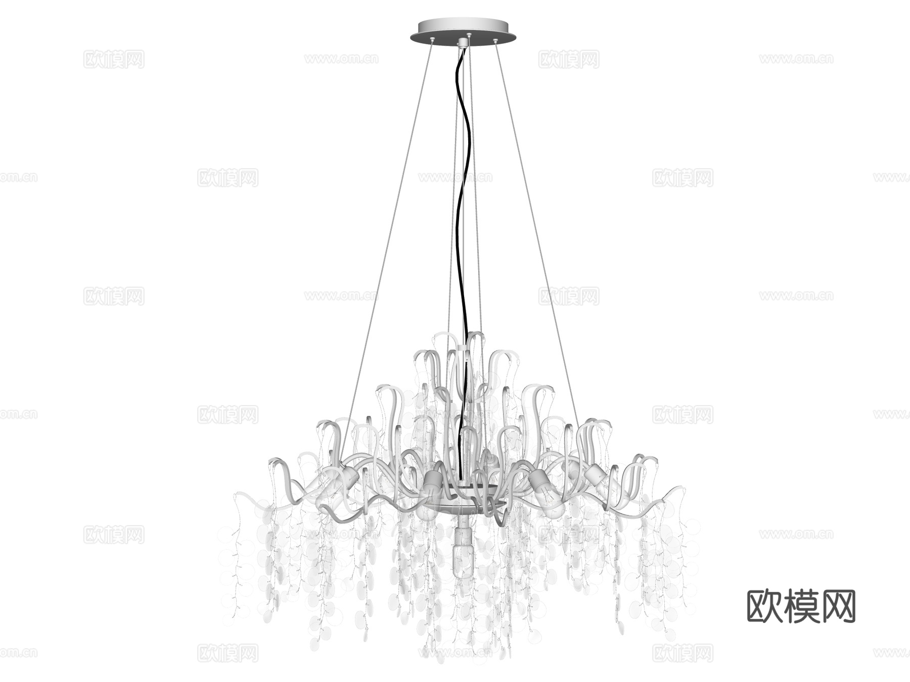 吊灯 水晶吊灯 金属吊灯 装饰灯具su模型下载（渲染图2）