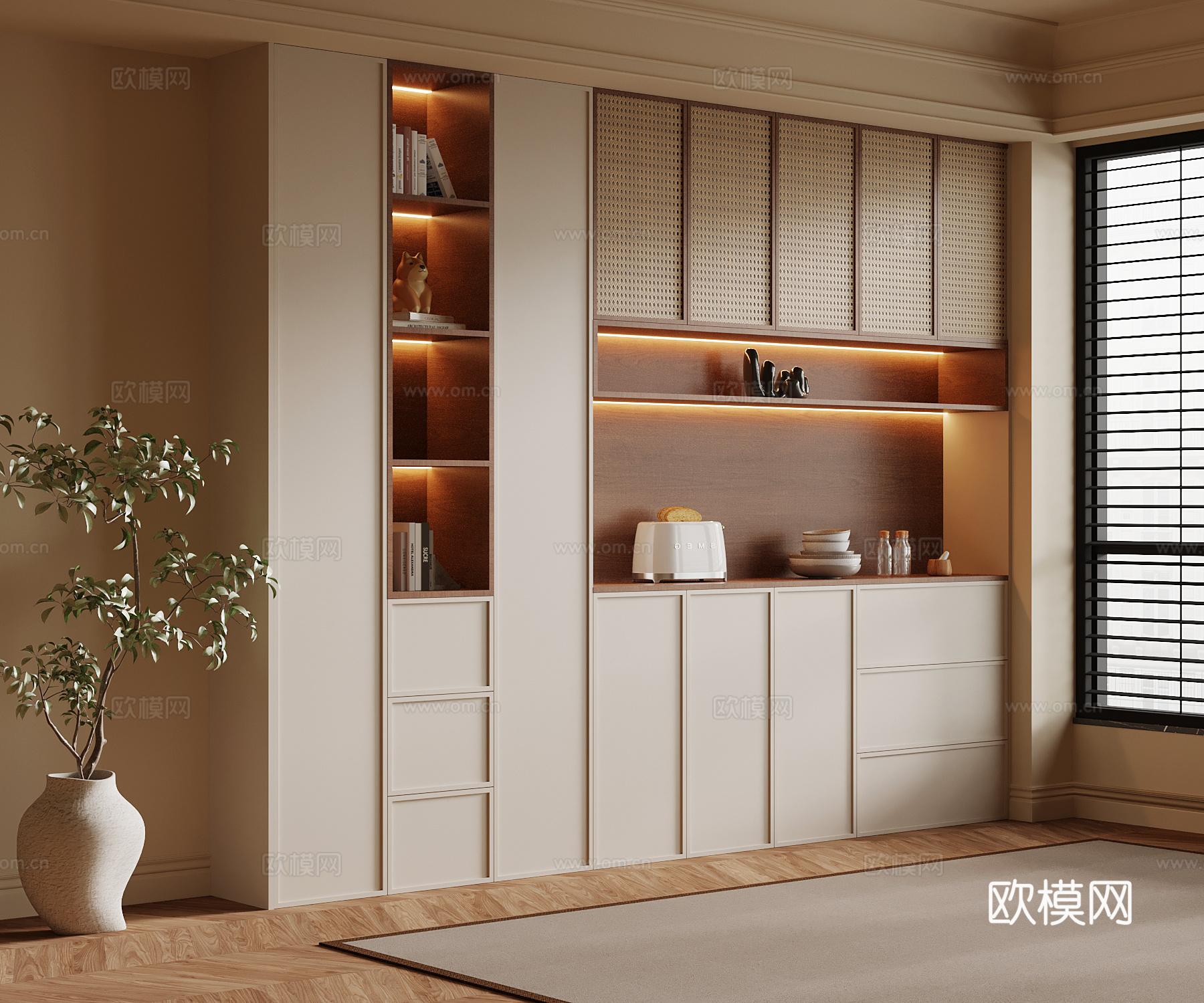 中古风餐边柜su模型