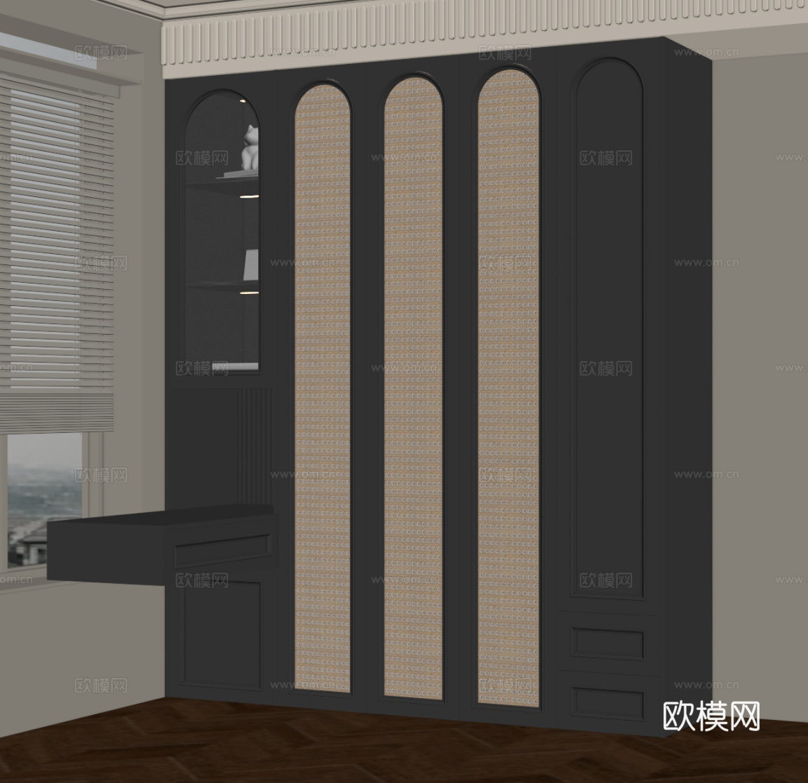 法式书柜su模型