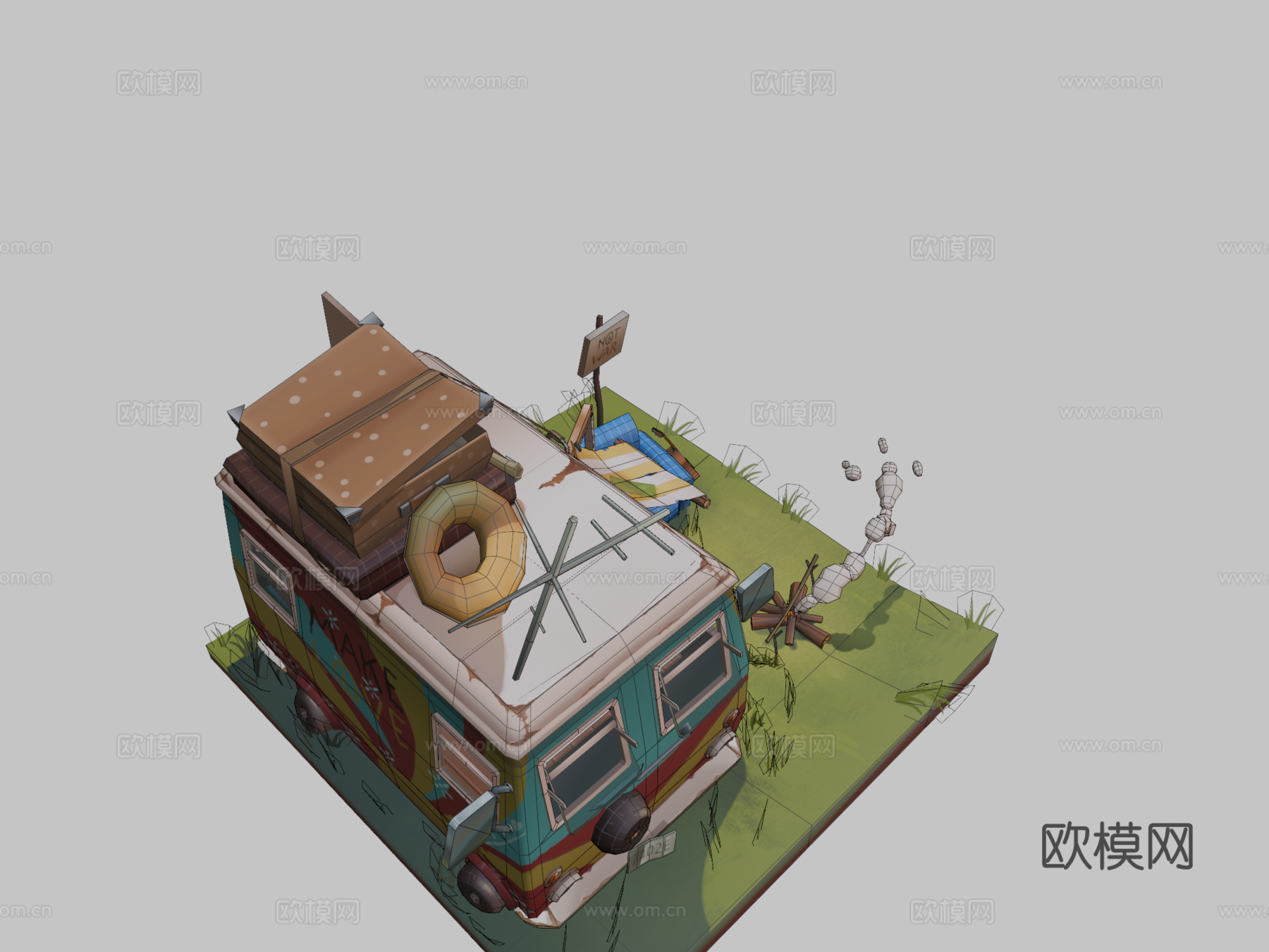 嬉皮士营地3d模型下载（渲染图2）