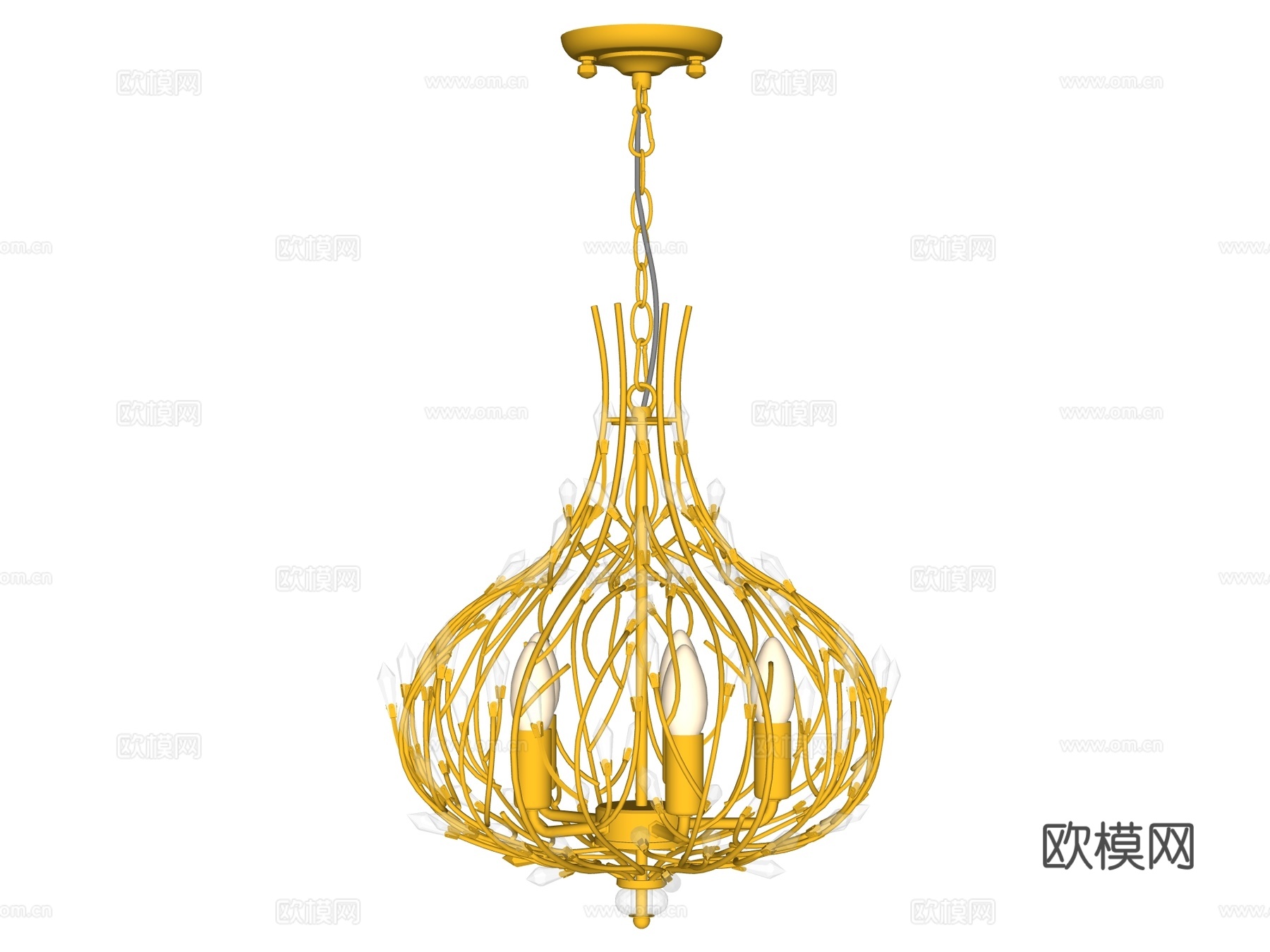 吊灯 水晶吊灯 金属吊灯 装饰灯具su模型下载（渲染图2）