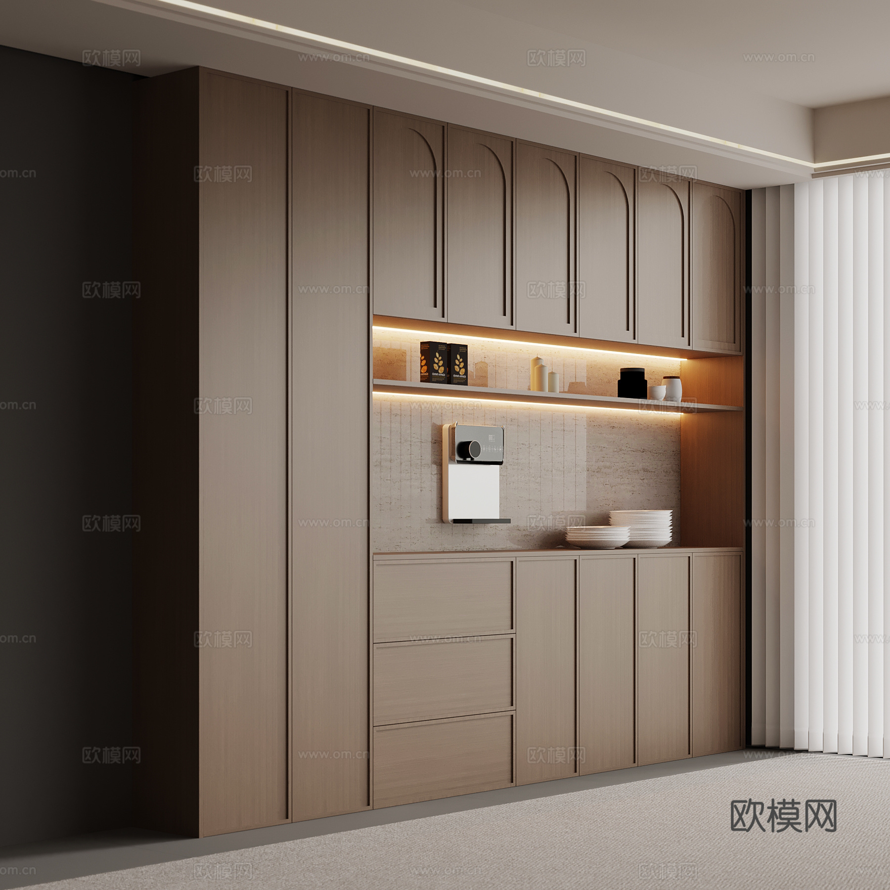 新中式餐边柜su模型