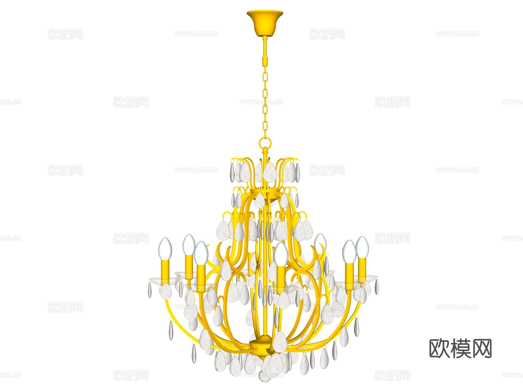 吊灯 水晶吊灯 金属吊灯 装饰灯具su模型下载（渲染图2）