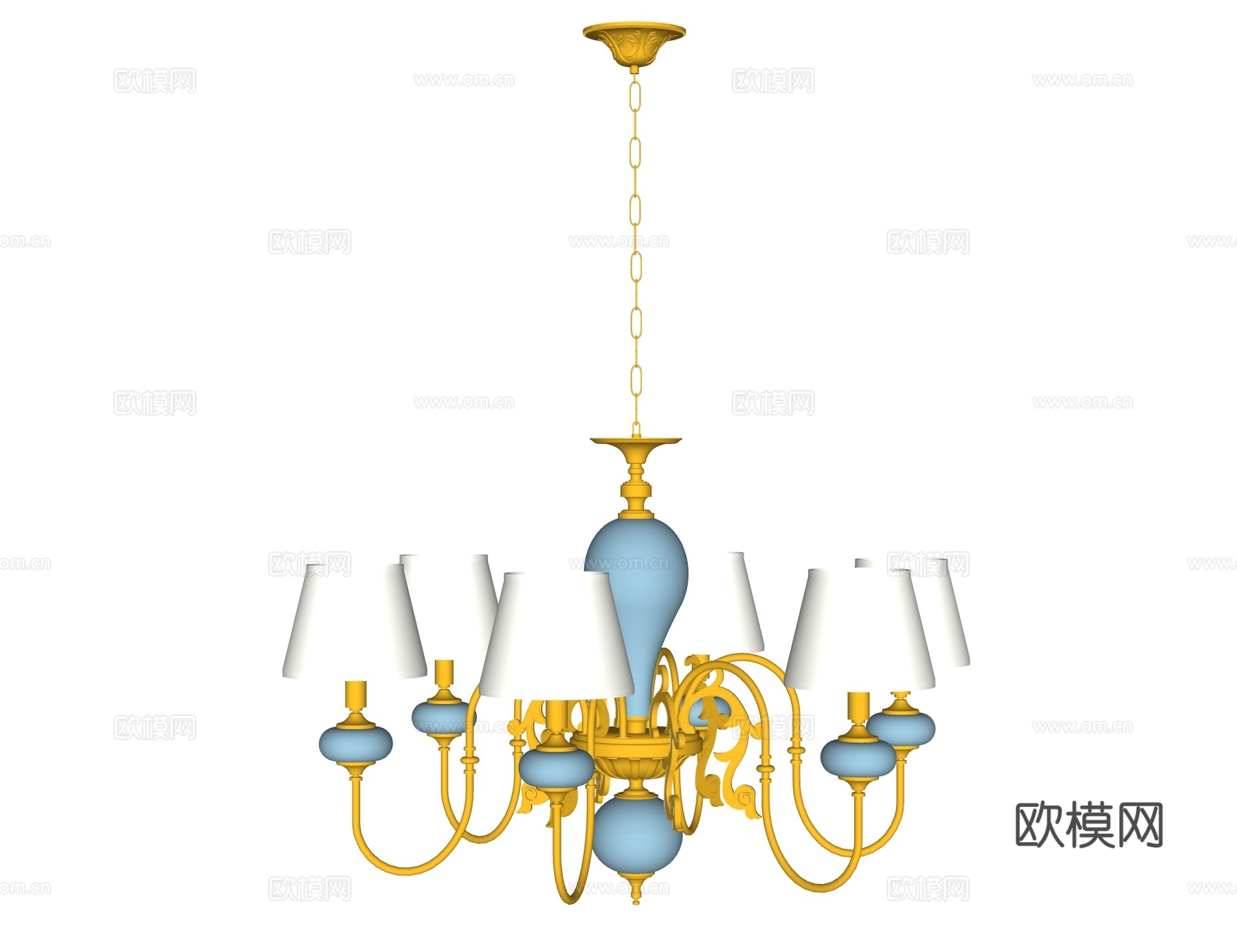 吊灯 金属吊灯 装饰灯具su模型下载（渲染图2）