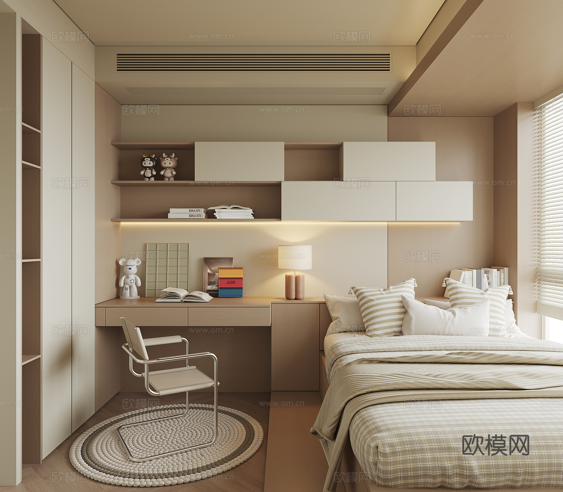 现代榻榻米卧室su模型