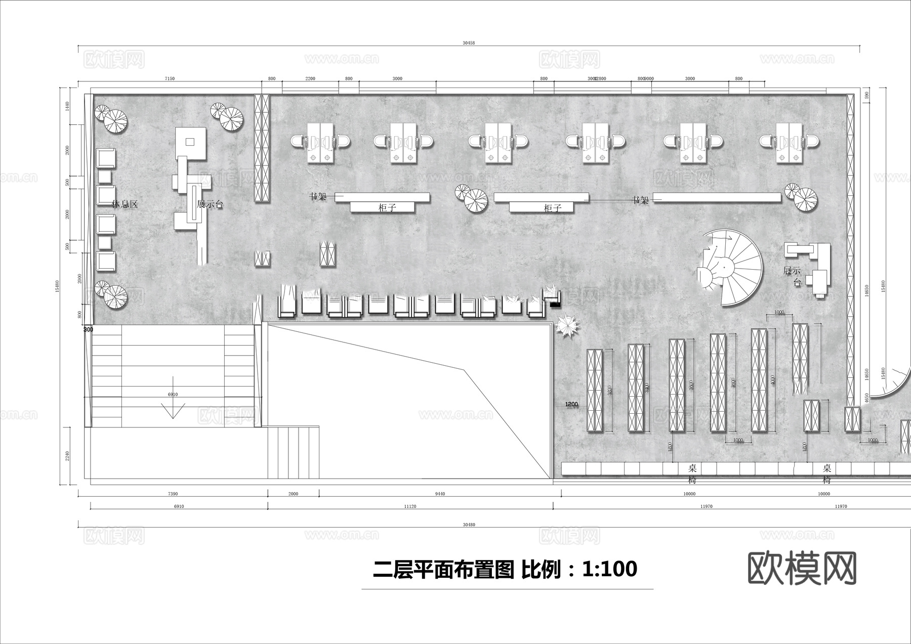 现代图书馆平面图cad施工图
