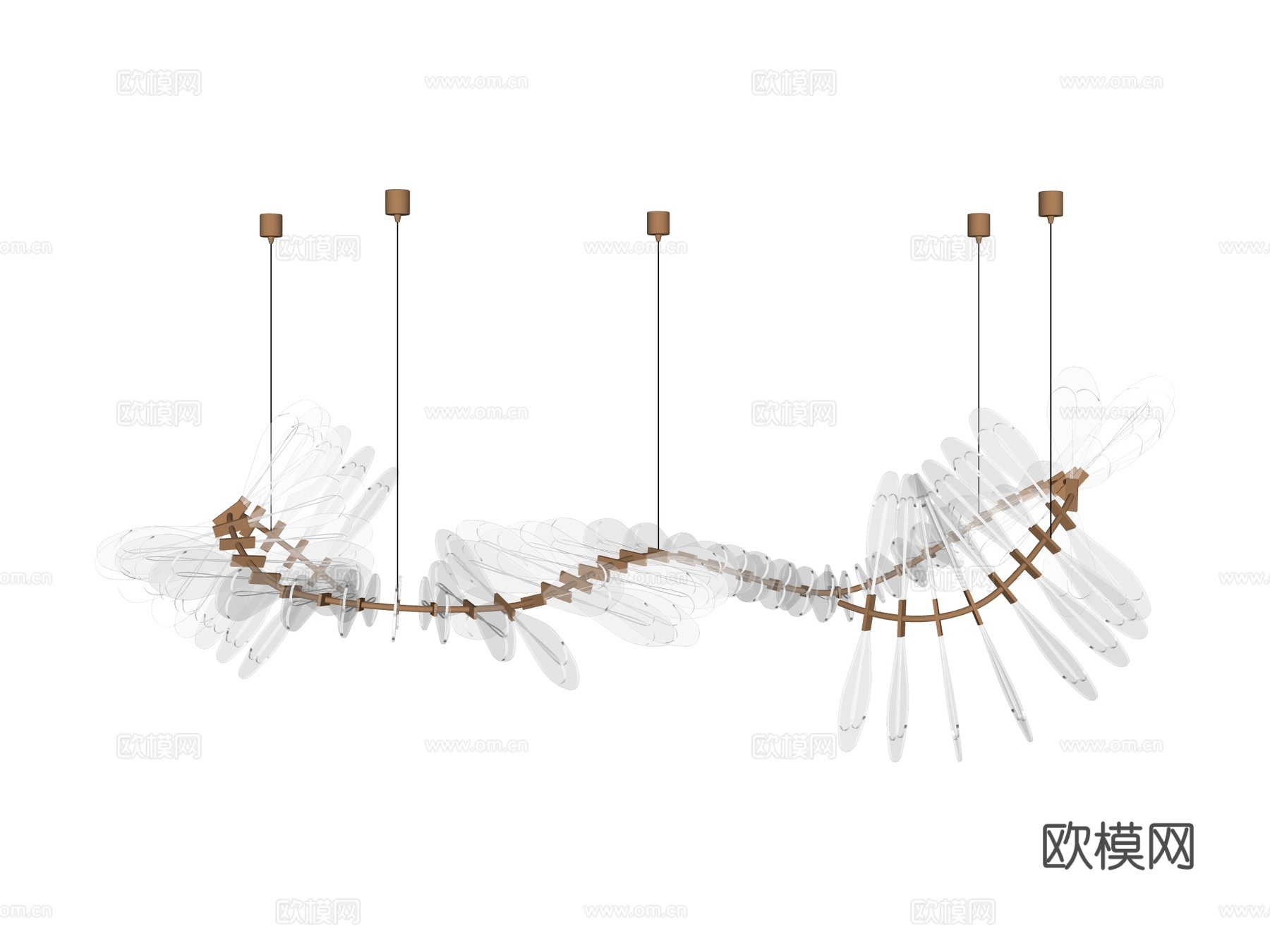 吊灯 水晶吊灯 金属吊灯 装饰灯具su模型下载（渲染图2）