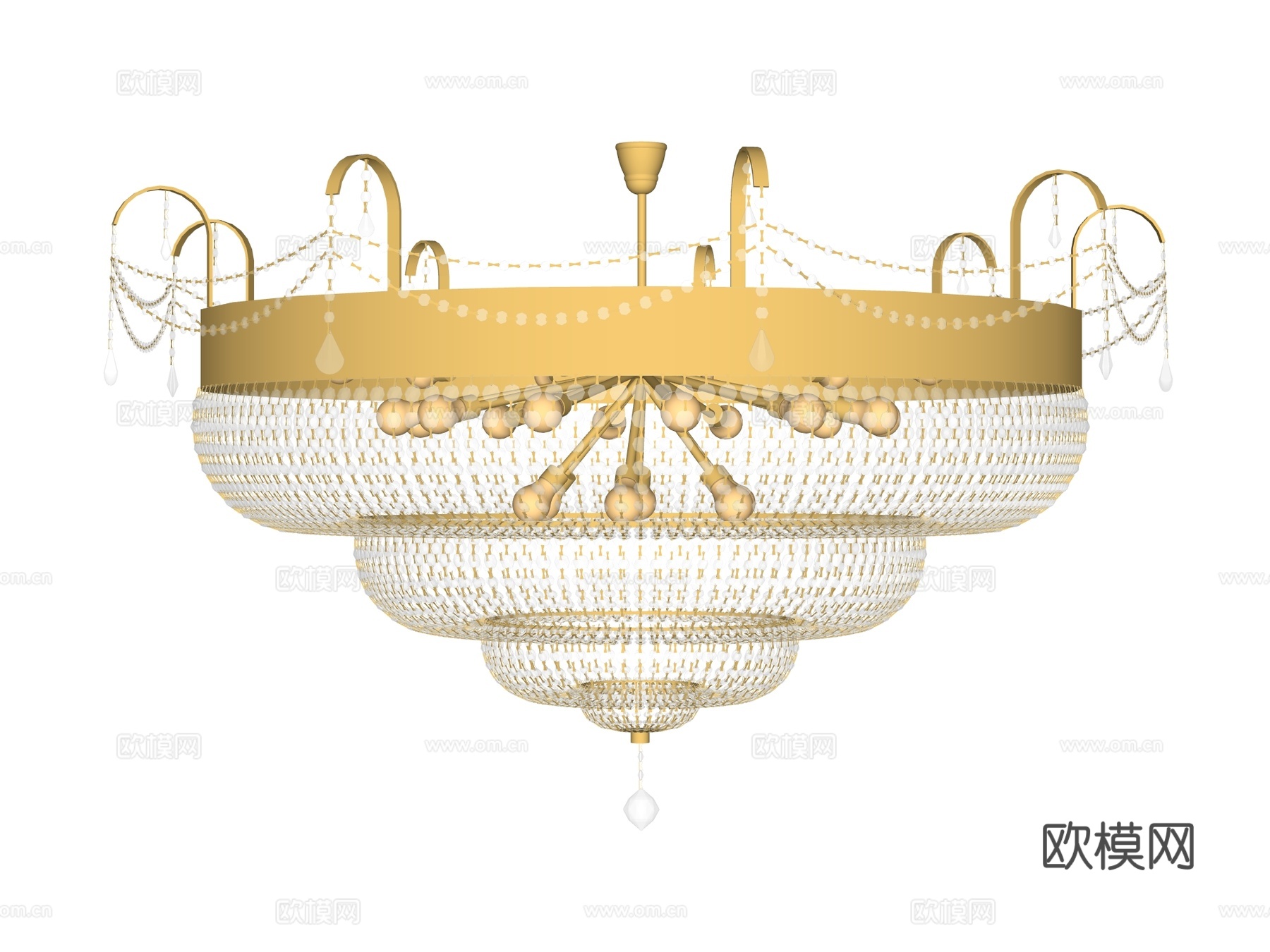吊灯 水晶吊灯 金属吊灯 装饰灯具su模型下载（渲染图2）