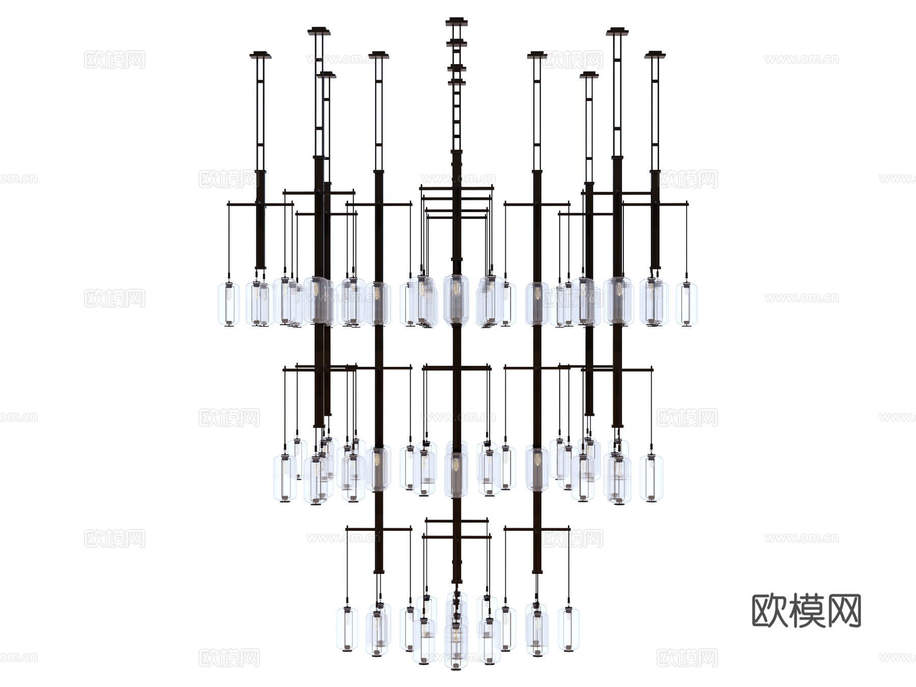 吊灯 金属吊灯 装饰灯具su模型下载（渲染图1）