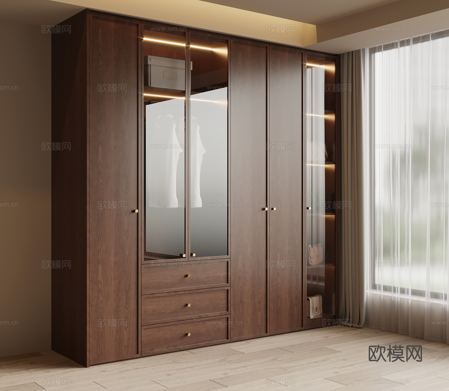 中古风衣柜su模型