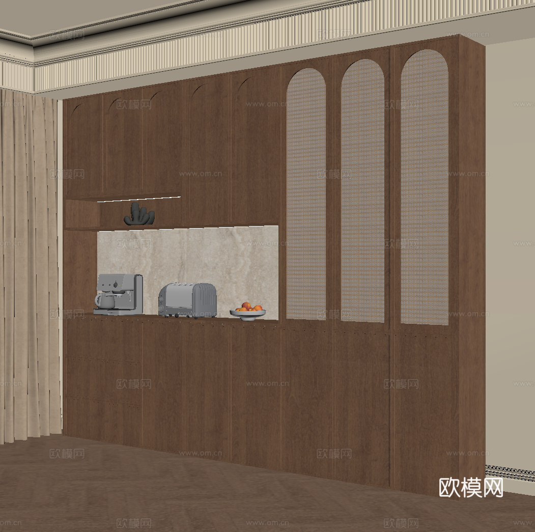 中古风餐边柜su模型