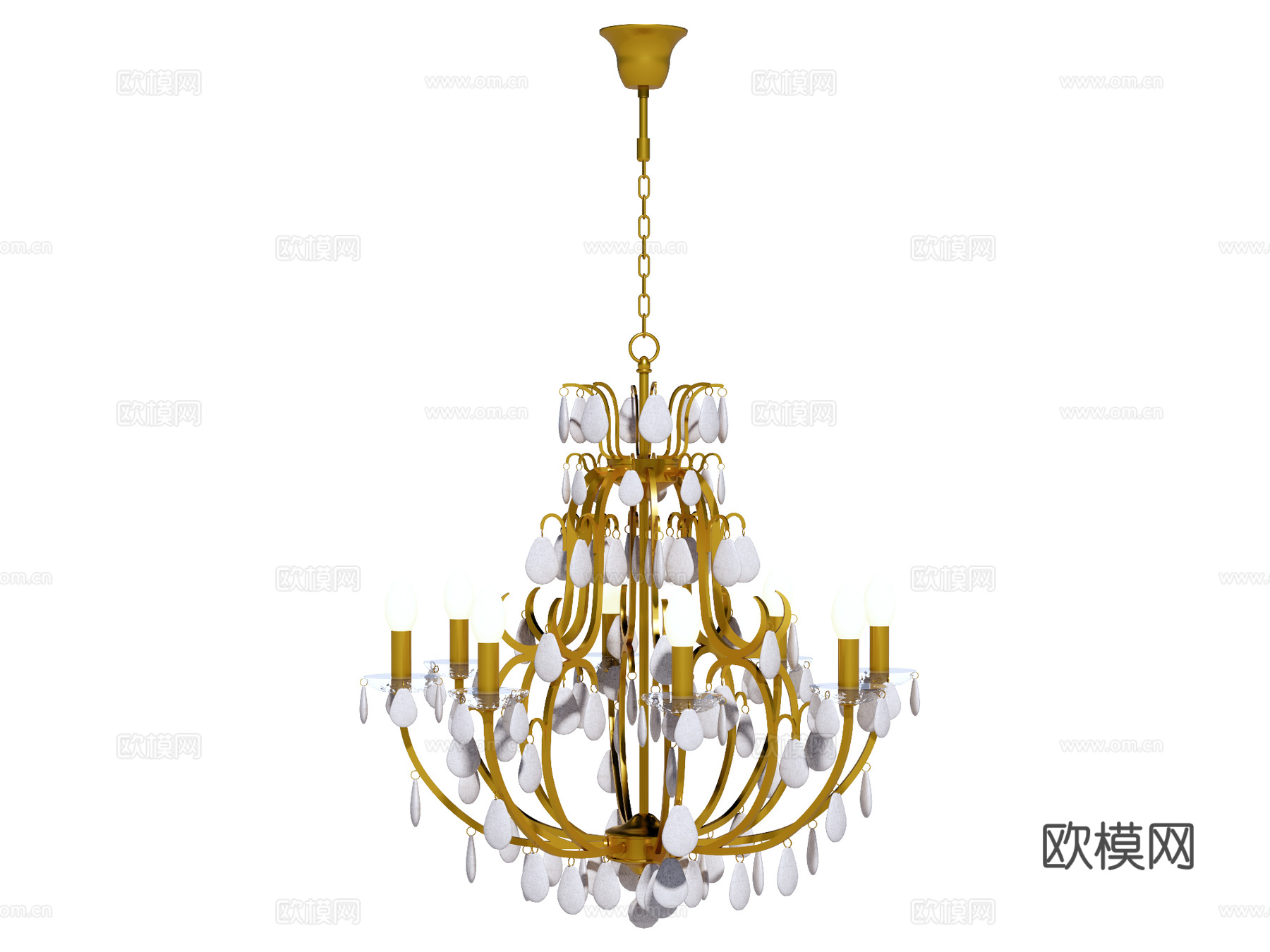 吊灯 水晶吊灯 金属吊灯 装饰灯具su模型下载（渲染图1）