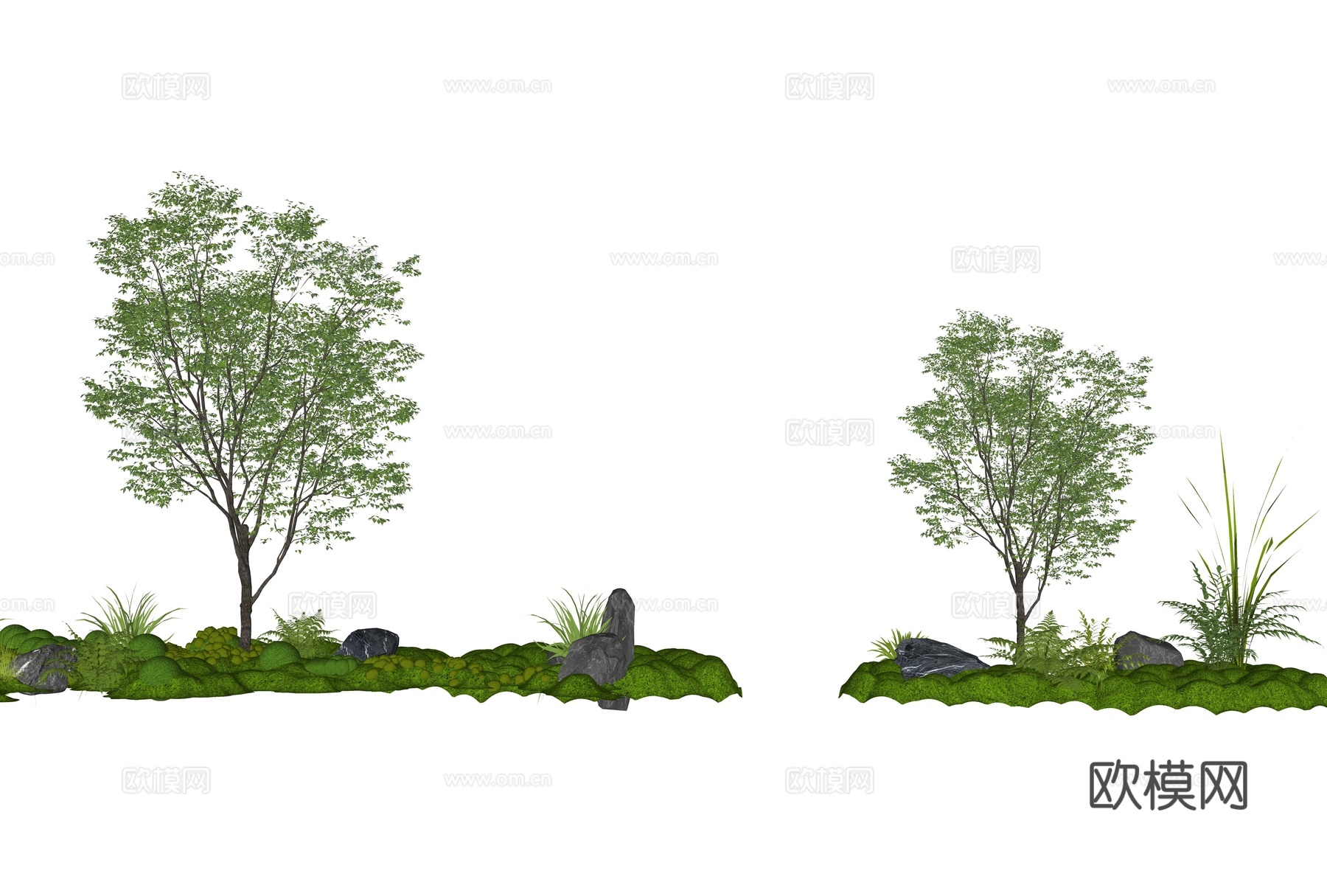 室内苔藓墙造景 庭院景观 苔藓景观 庭院微地形 新中式庭院景su模型