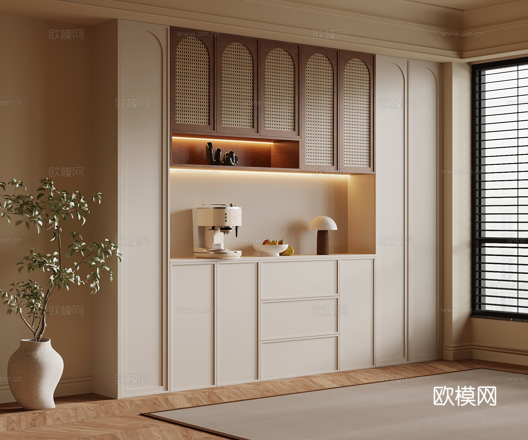 中古风餐边柜su模型