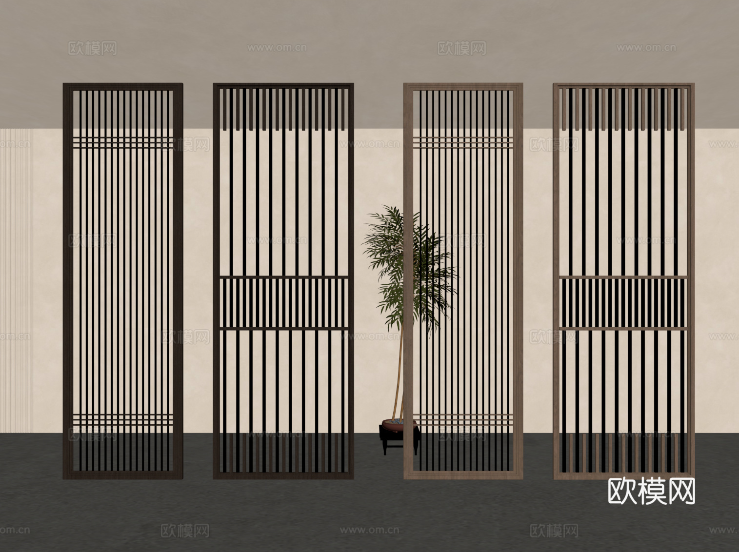 新中式隔断su模型
