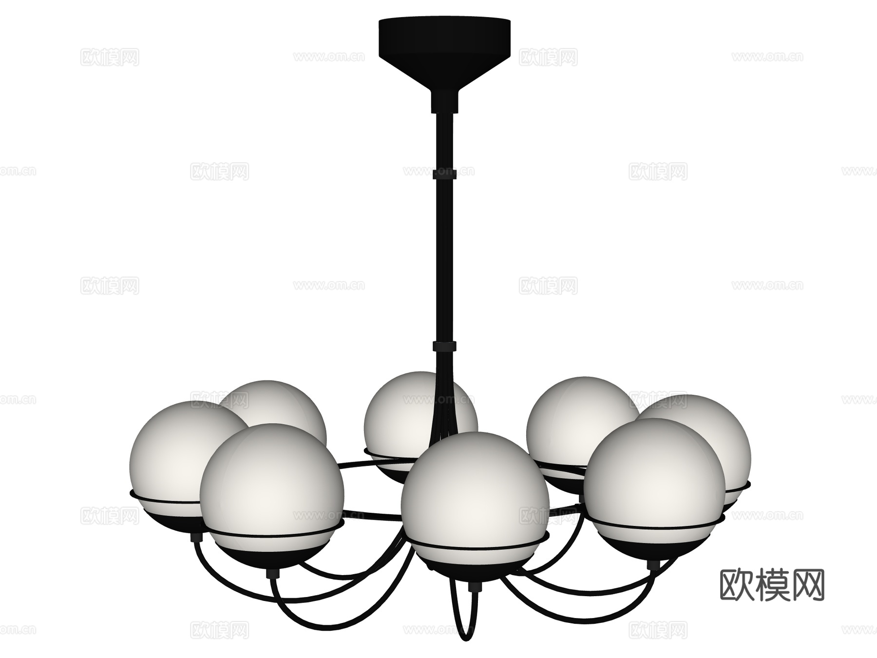 吊灯 金属吊灯 装饰灯具su模型下载（渲染图2）