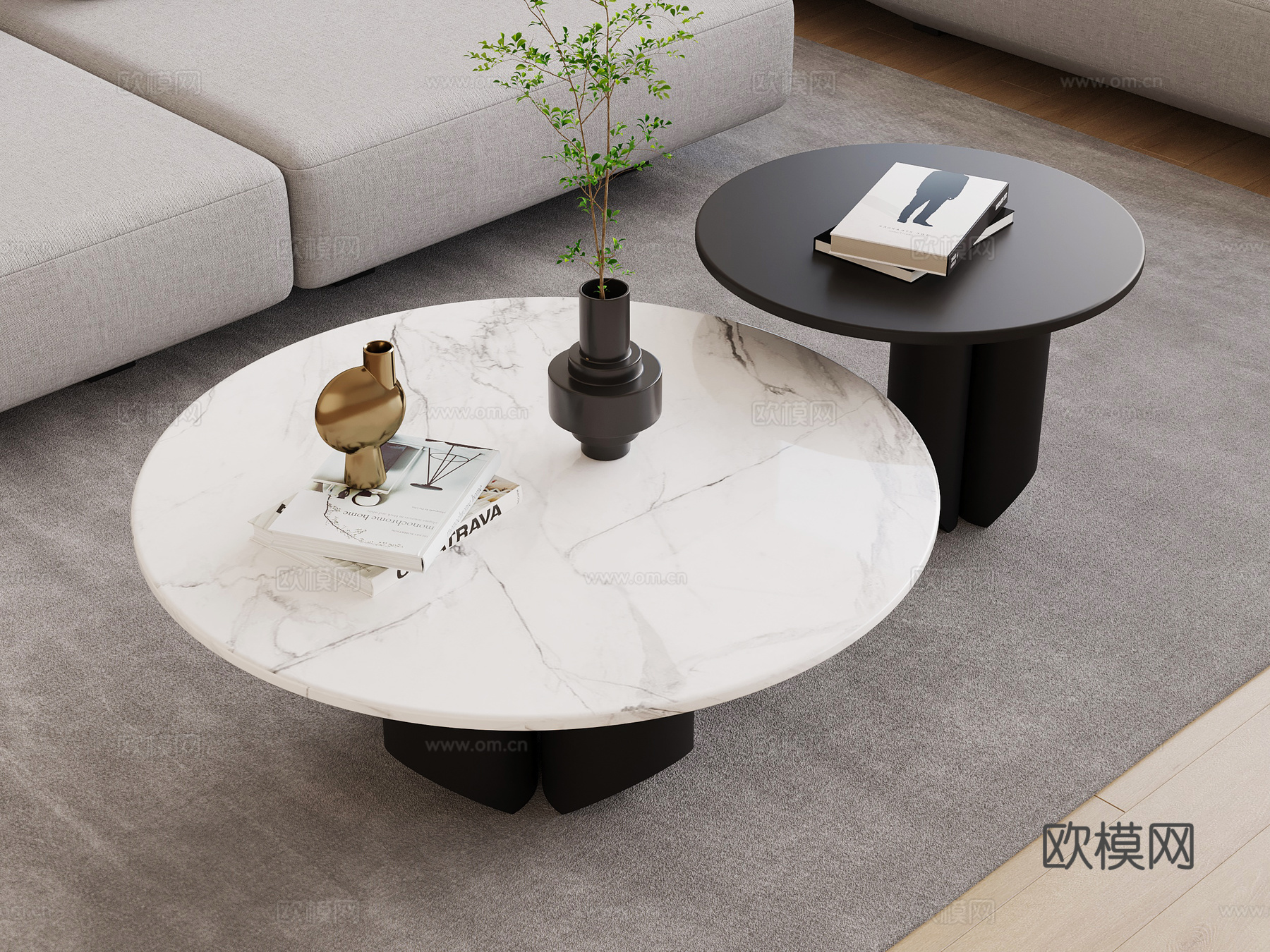 现代意式茶几su模型