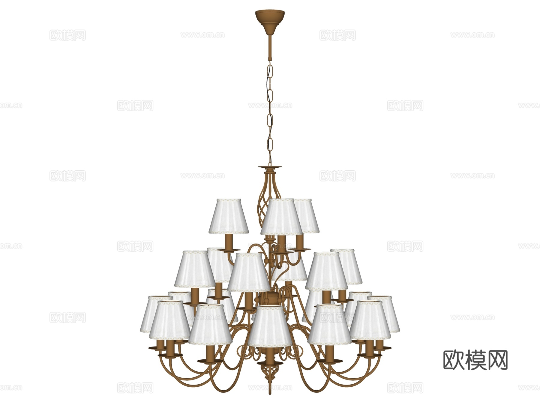 吊灯 金属吊灯 装饰灯具su模型下载（渲染图2）