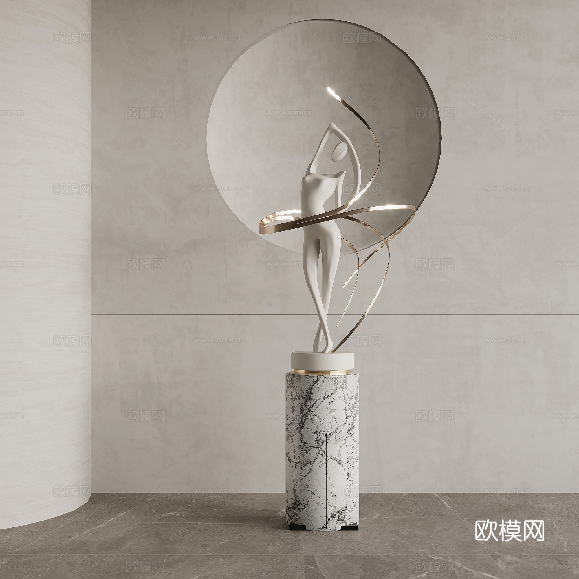 现代雕塑 人形雕塑 摆件su模型