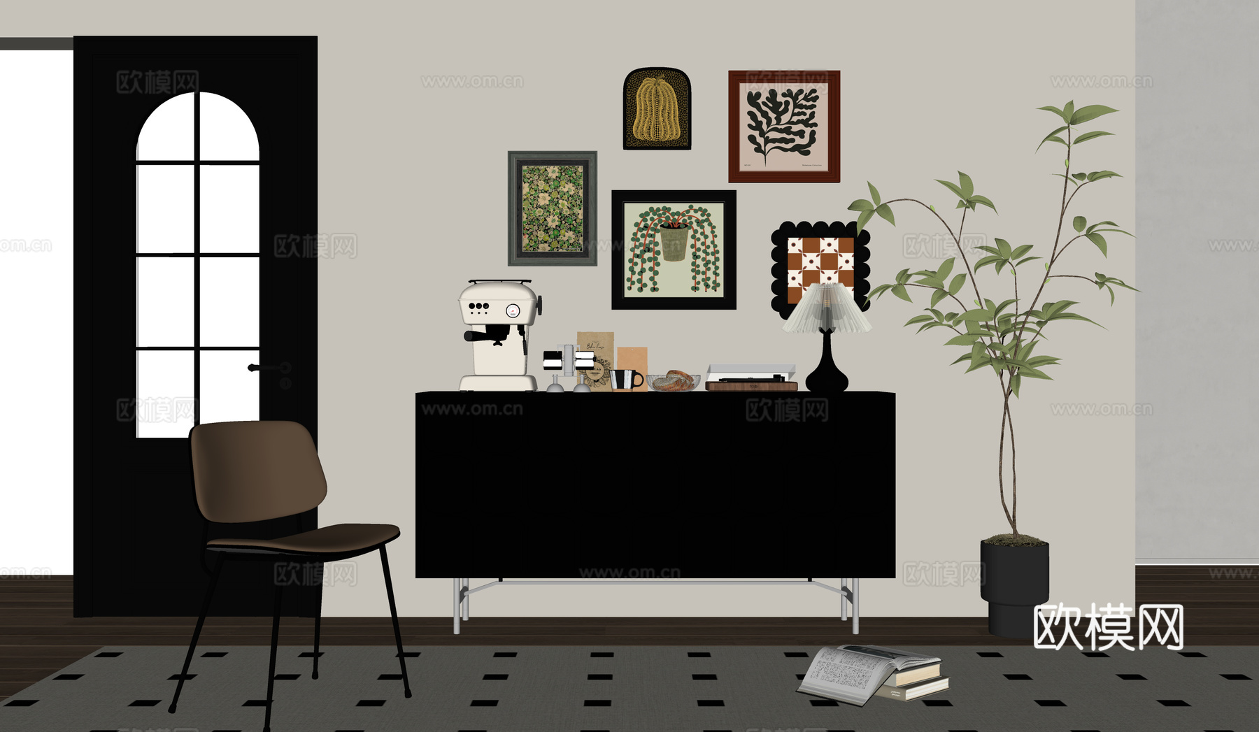 法式复古风玄关柜 边柜 斗柜su模型