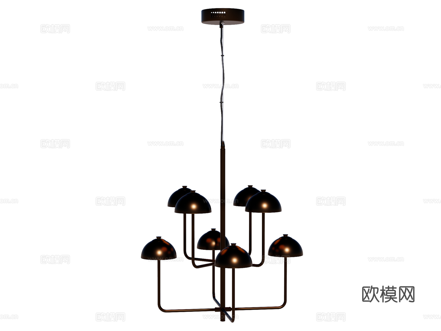 吊灯 金属吊灯 装饰灯具su模型下载（渲染图1）