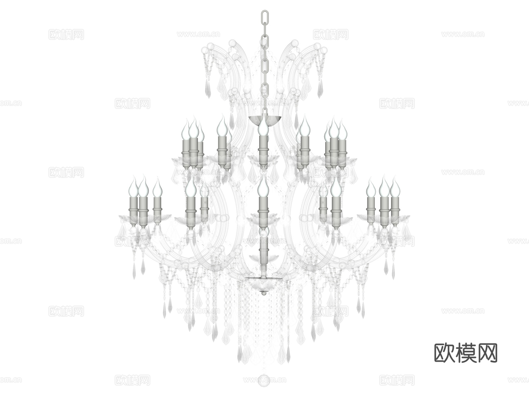 吊灯 水晶吊灯 金属吊灯 装饰灯具su模型下载（渲染图2）