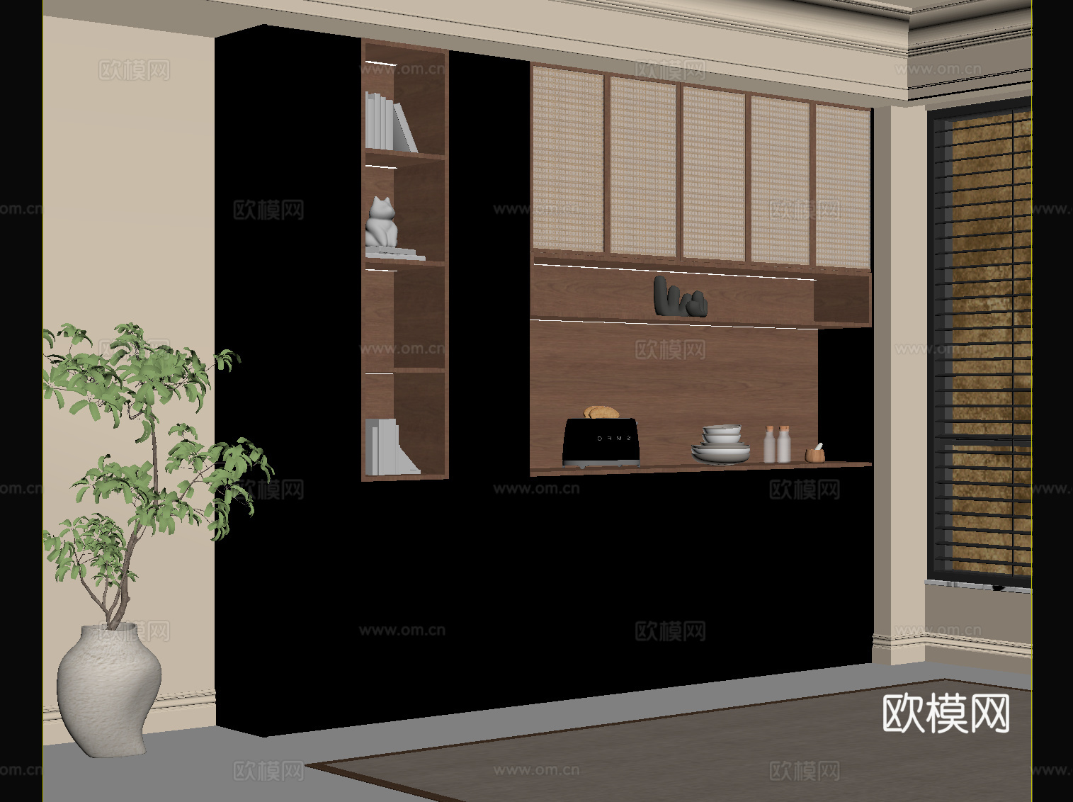 中古风餐边柜su模型