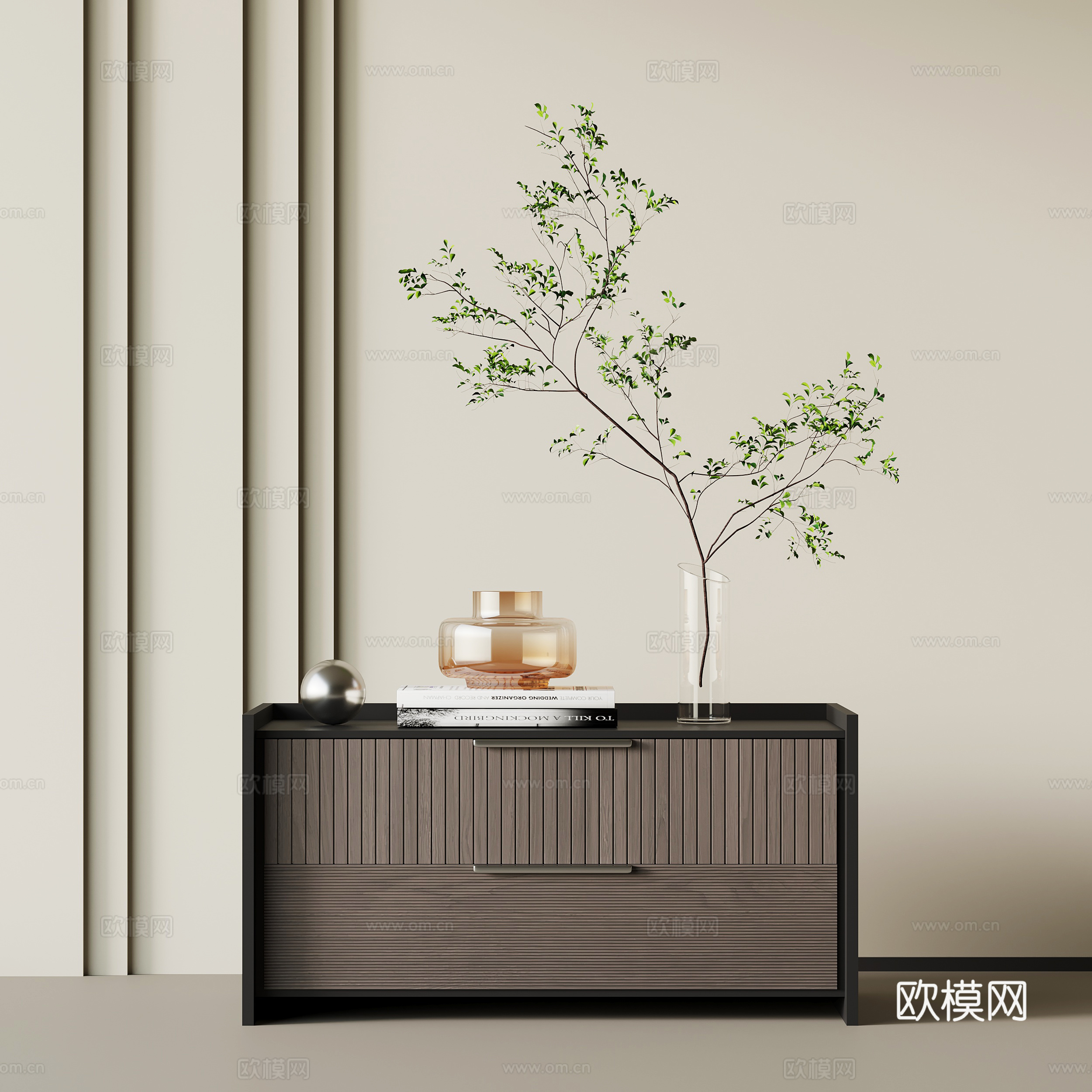 现代意式床头柜su模型