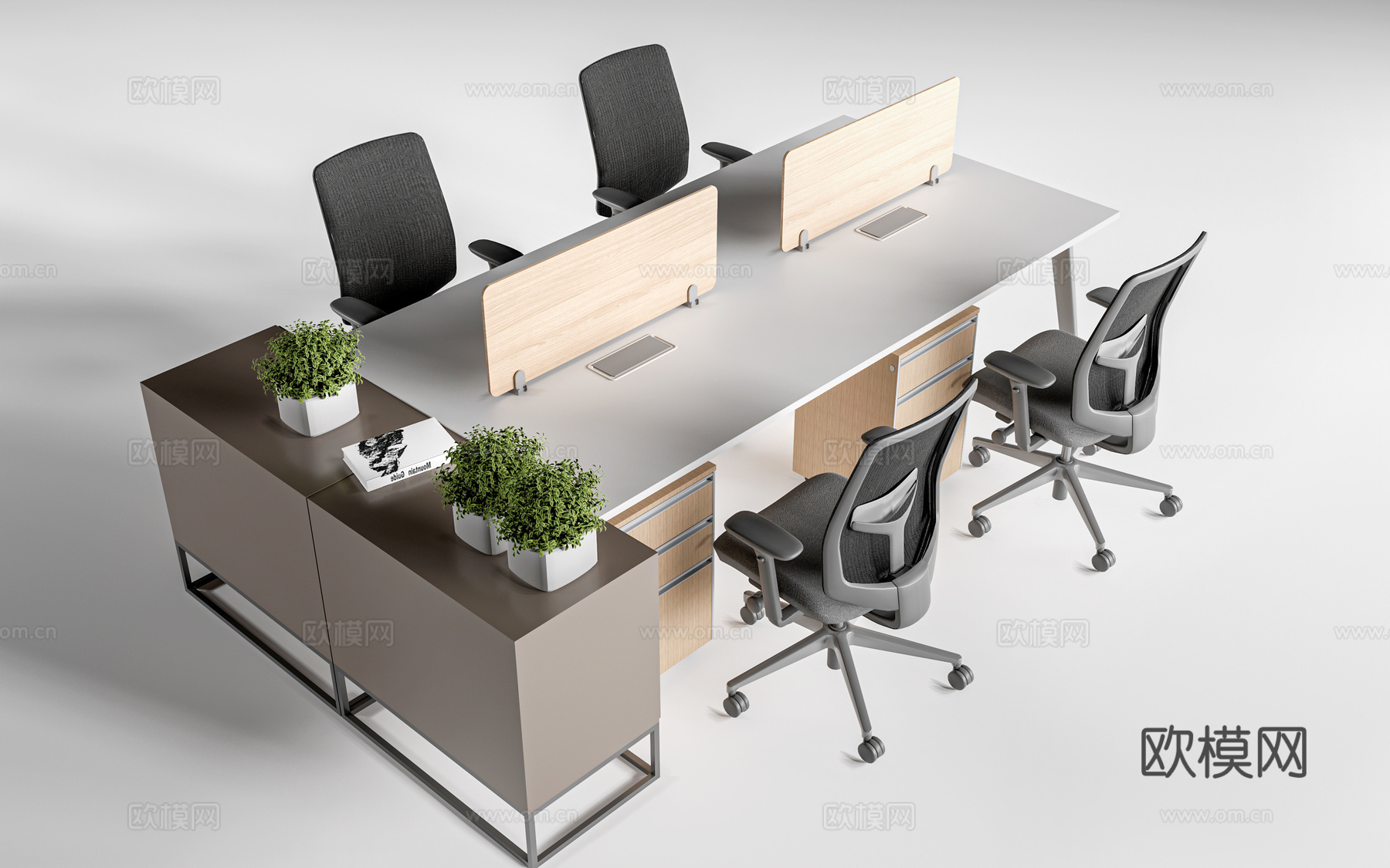 现代办公隔断 办公桌椅 长桌椅 会议桌椅su模型