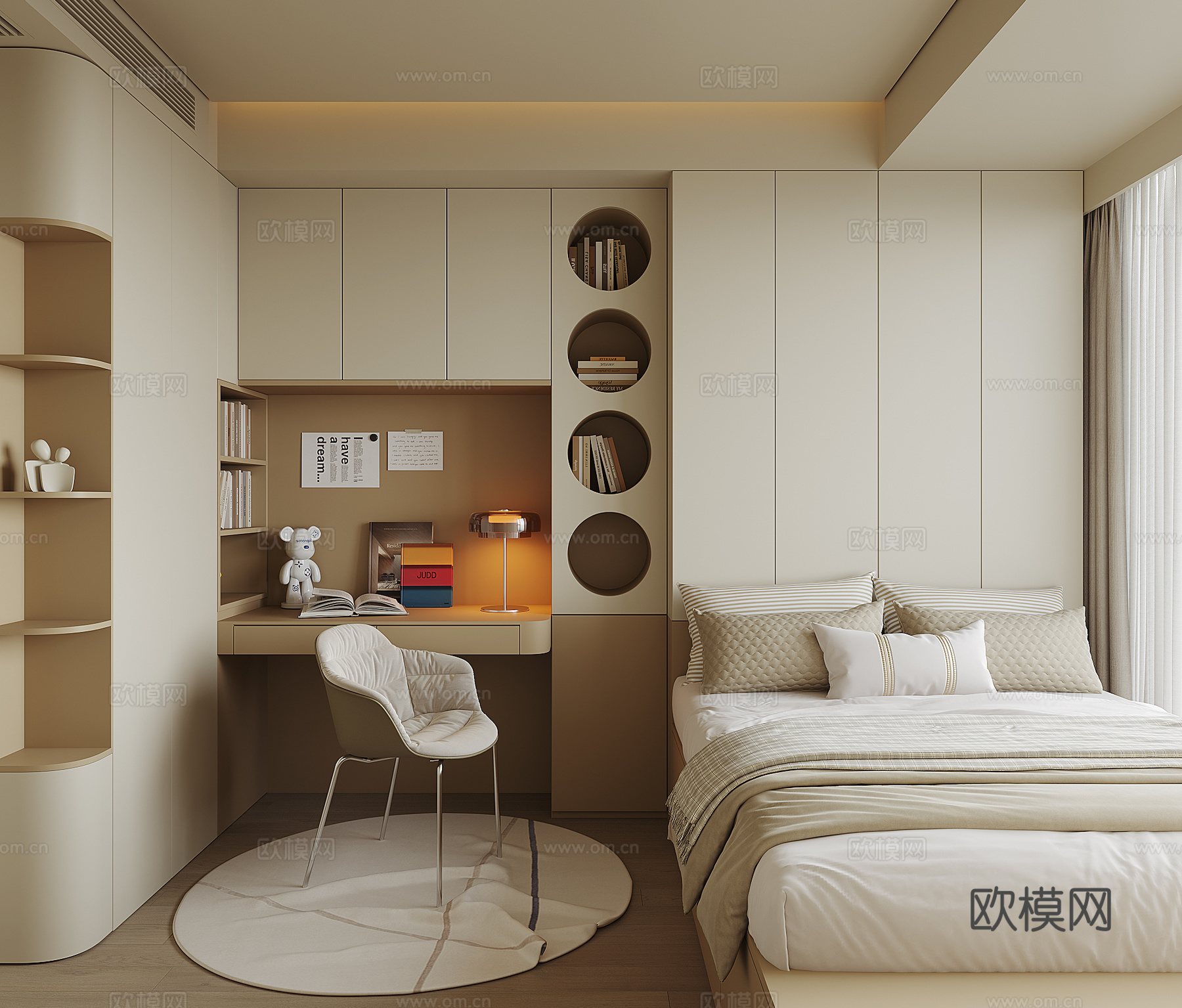 现代榻榻米卧室su模型