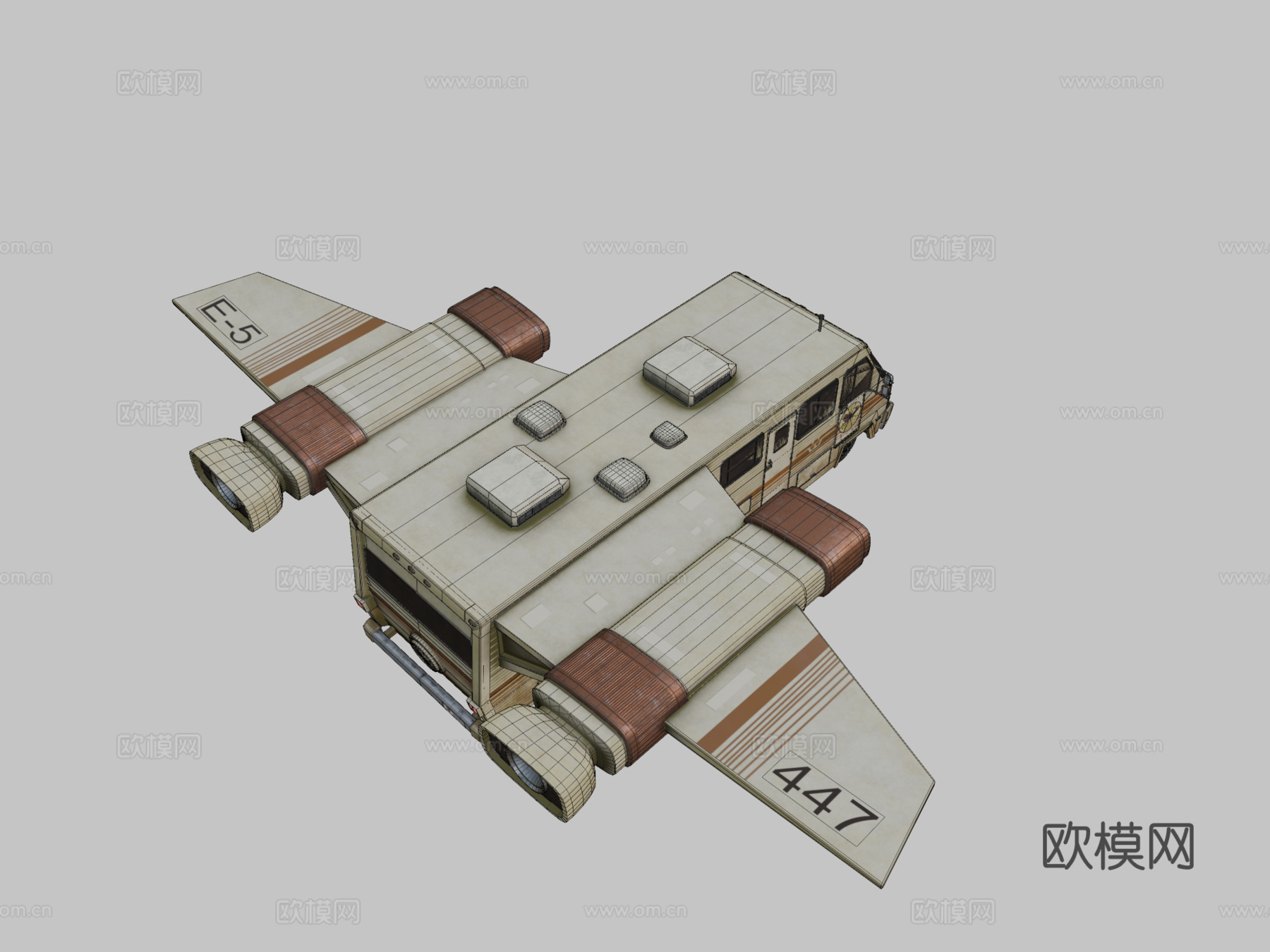 太空炮弹房车3d模型下载（渲染图2）