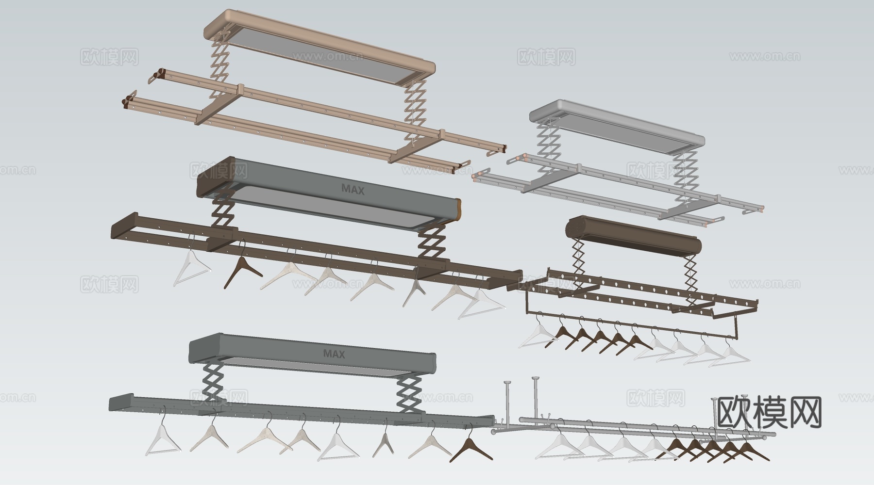 现代电动晾衣架 折叠晾衣架su模型
