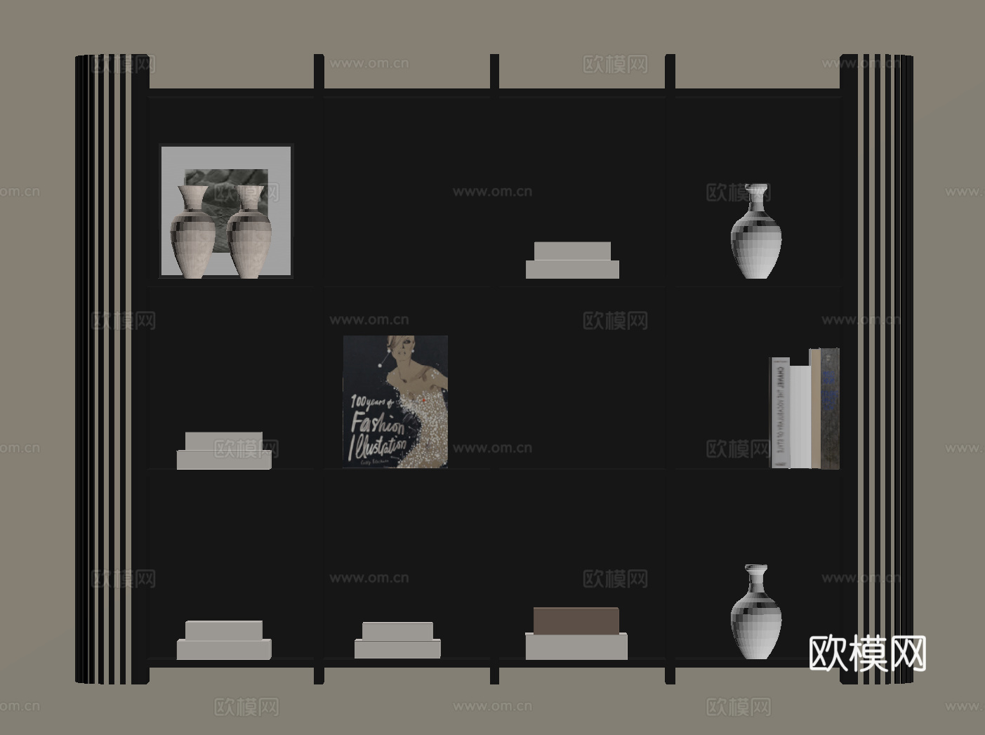 现代意式置物架 书架su模型