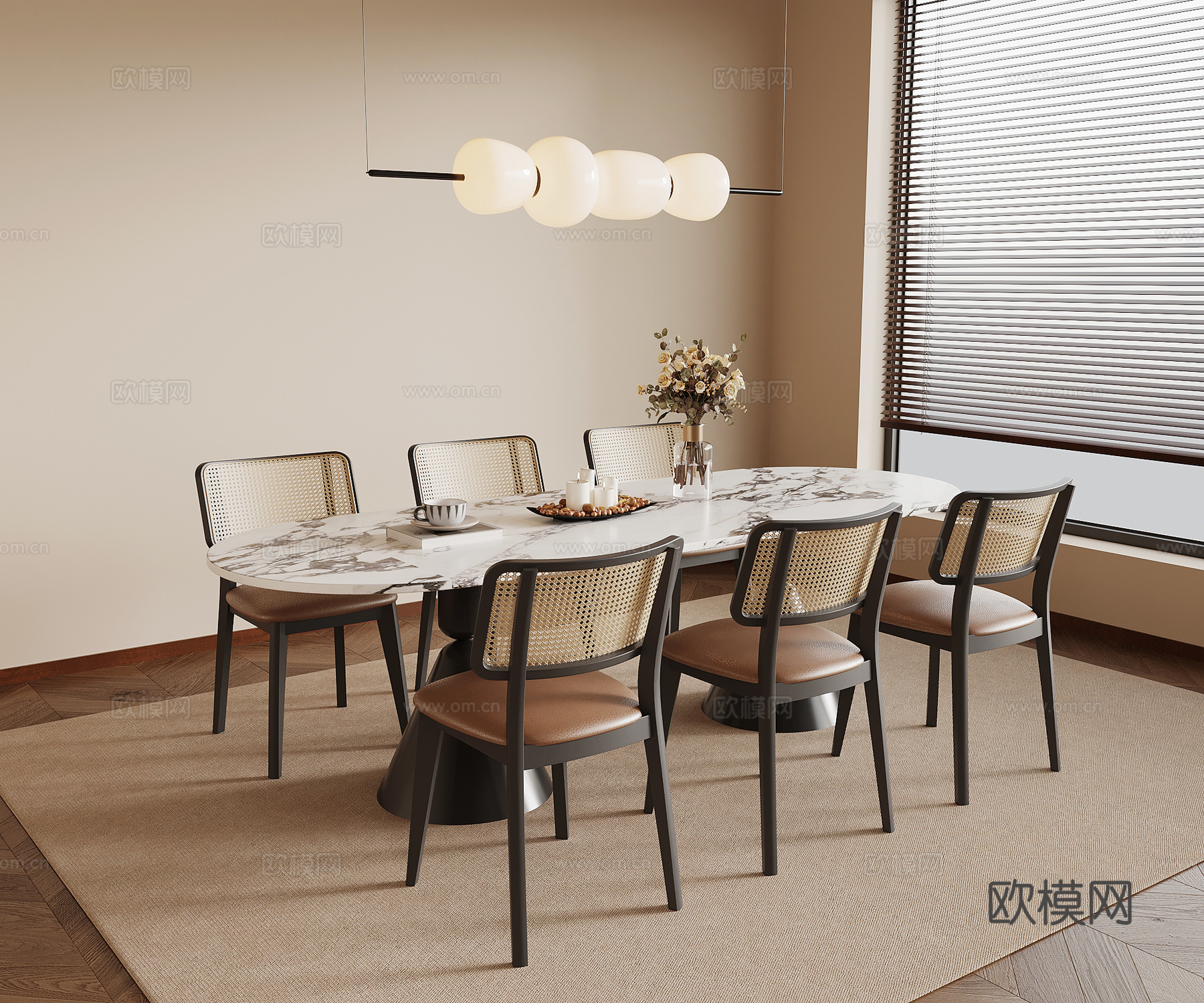 法式复古风餐桌椅su模型