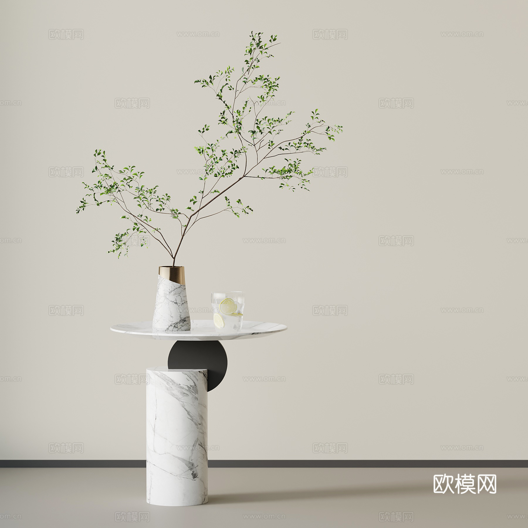 现代意式边几 圆几角几su模型