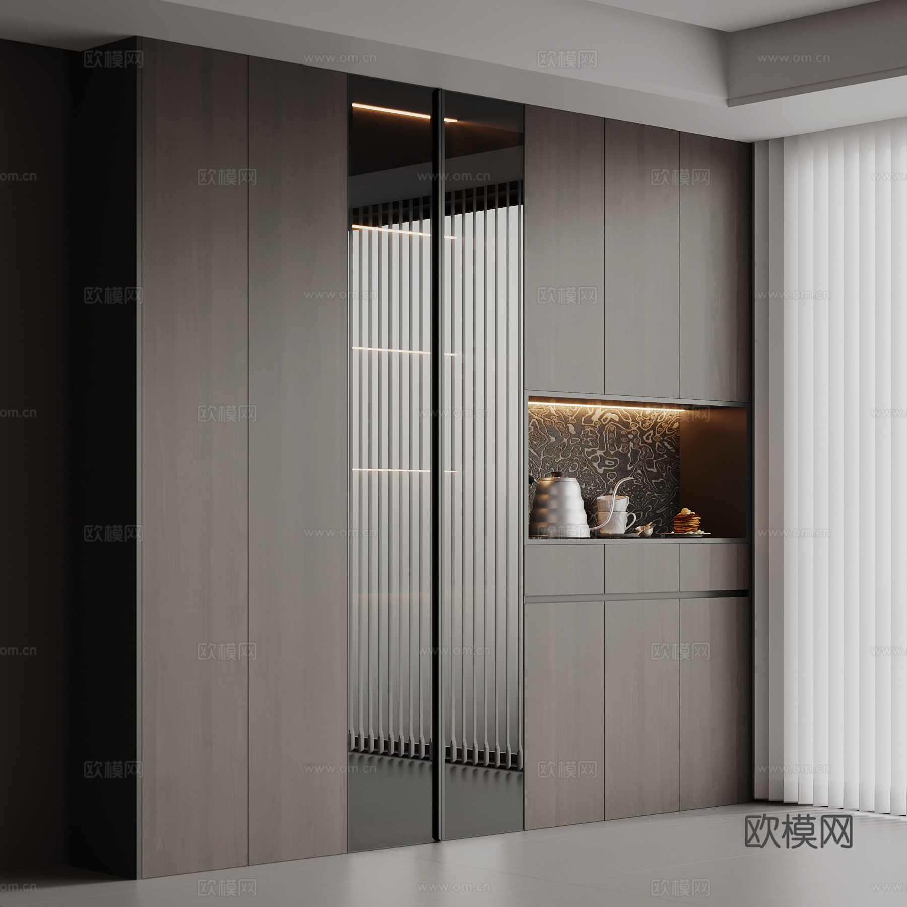 意式餐边柜su模型