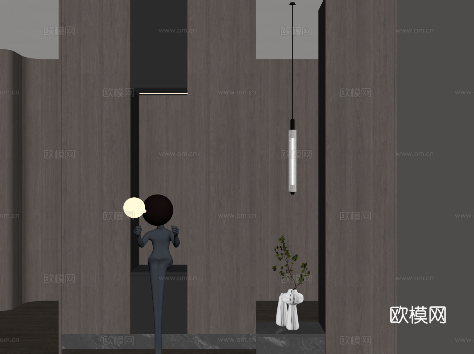 现代意式玄关 隔断su模型